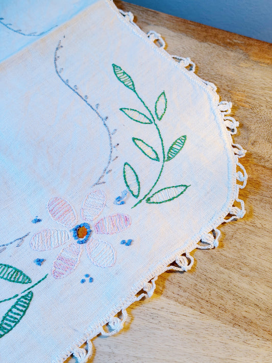 Large Floral Embroidered Doily
