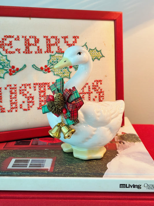 Ceramic Christmas Goose with Bow