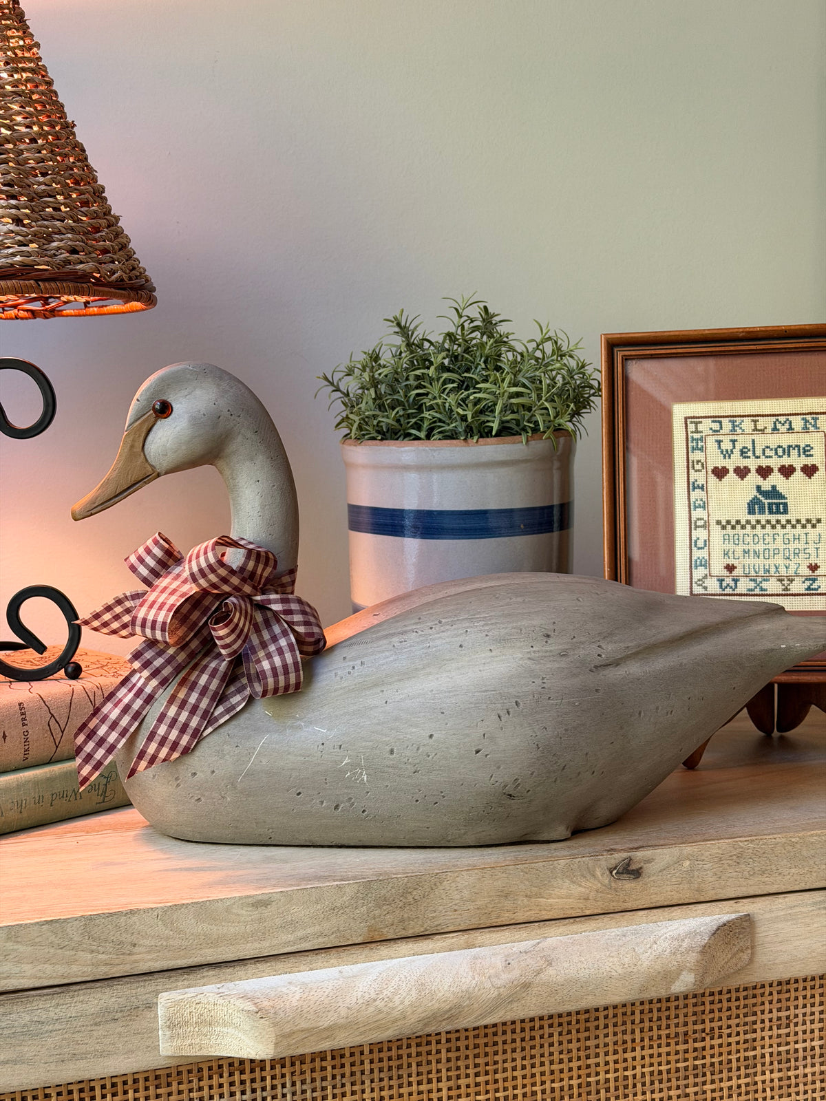 Vintage Primitive Swan with Bow