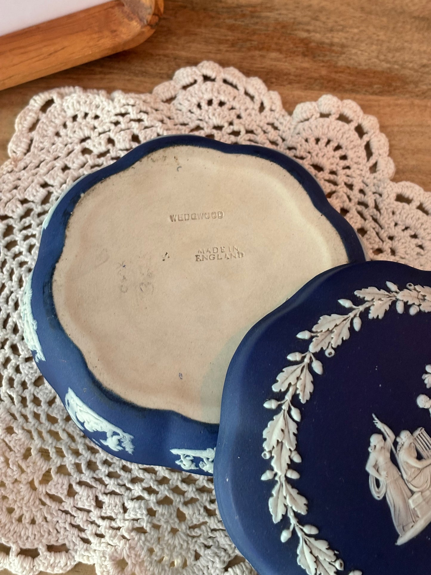 Wedgewood Jasperware Cobalt Blue Scallop Edge Trinket Dish