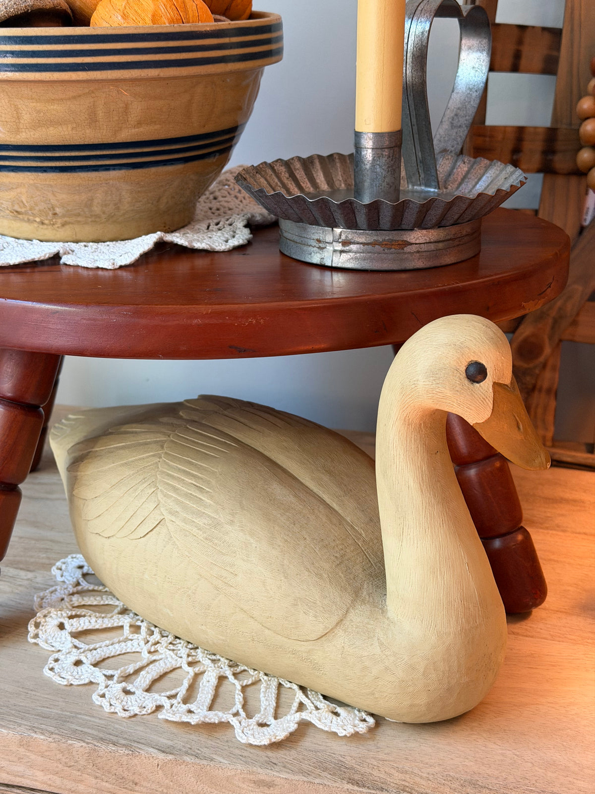 Vintage Wooden Swan Decoy
