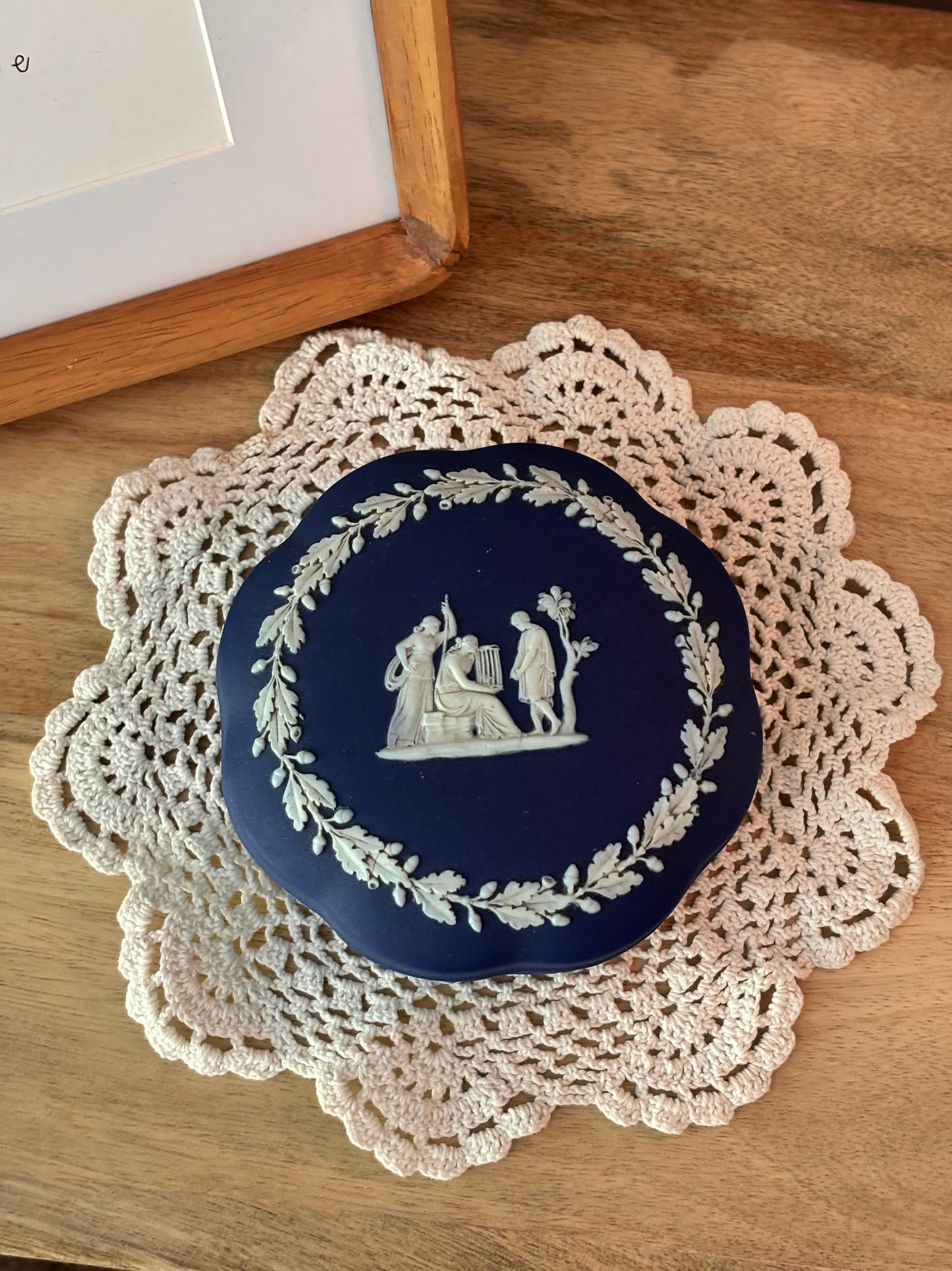 Wedgewood Jasperware Cobalt Blue Scallop Edge Trinket Dish