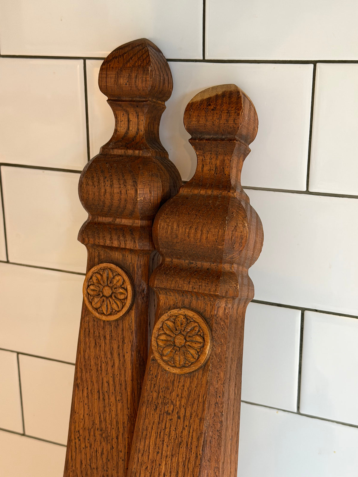 Set of 2 Wooden Baluster Wall Candle Sconces