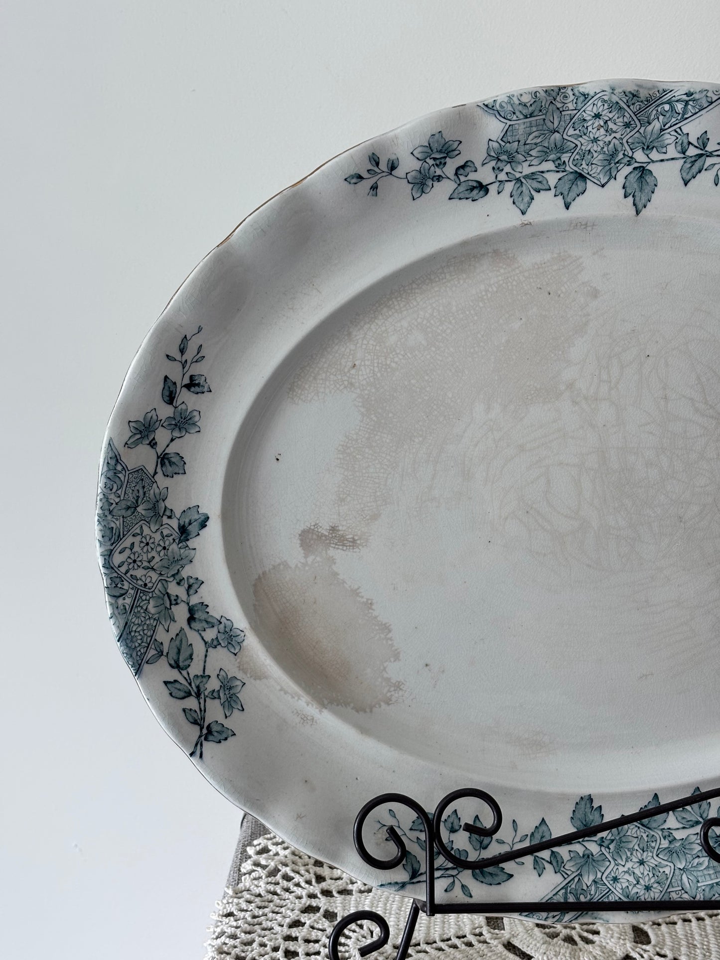 Vintage Large Stafford Blue & White Ironstone Platter