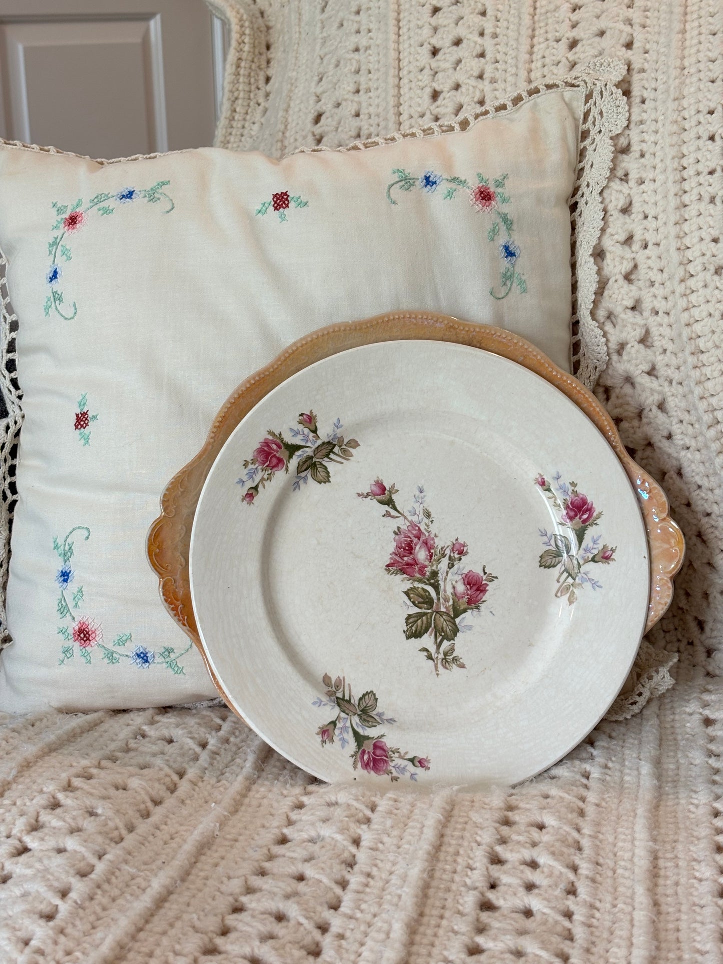 Vintage Floral Ironstone Plate