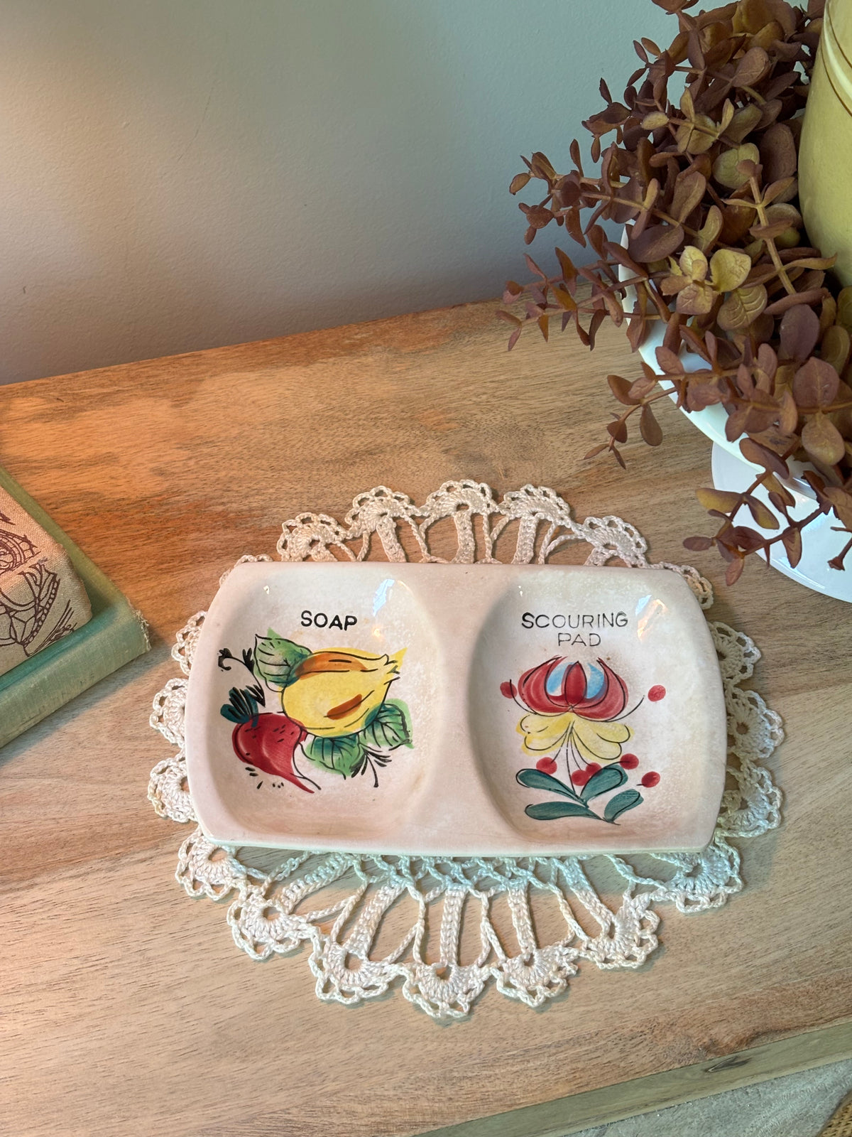 Vintage Ironstone Soap & Scouring Pad Dish