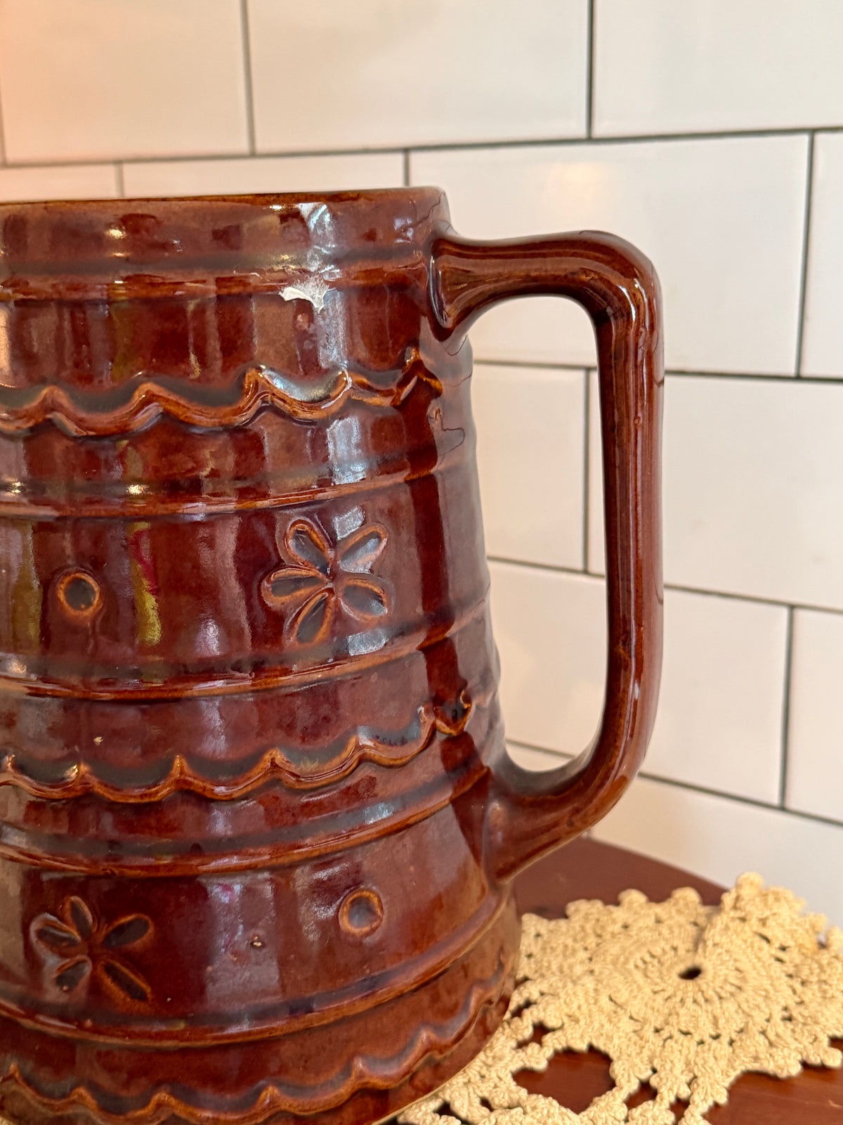 Vintage Brown Mar-Cresa Stoneware Pitchers