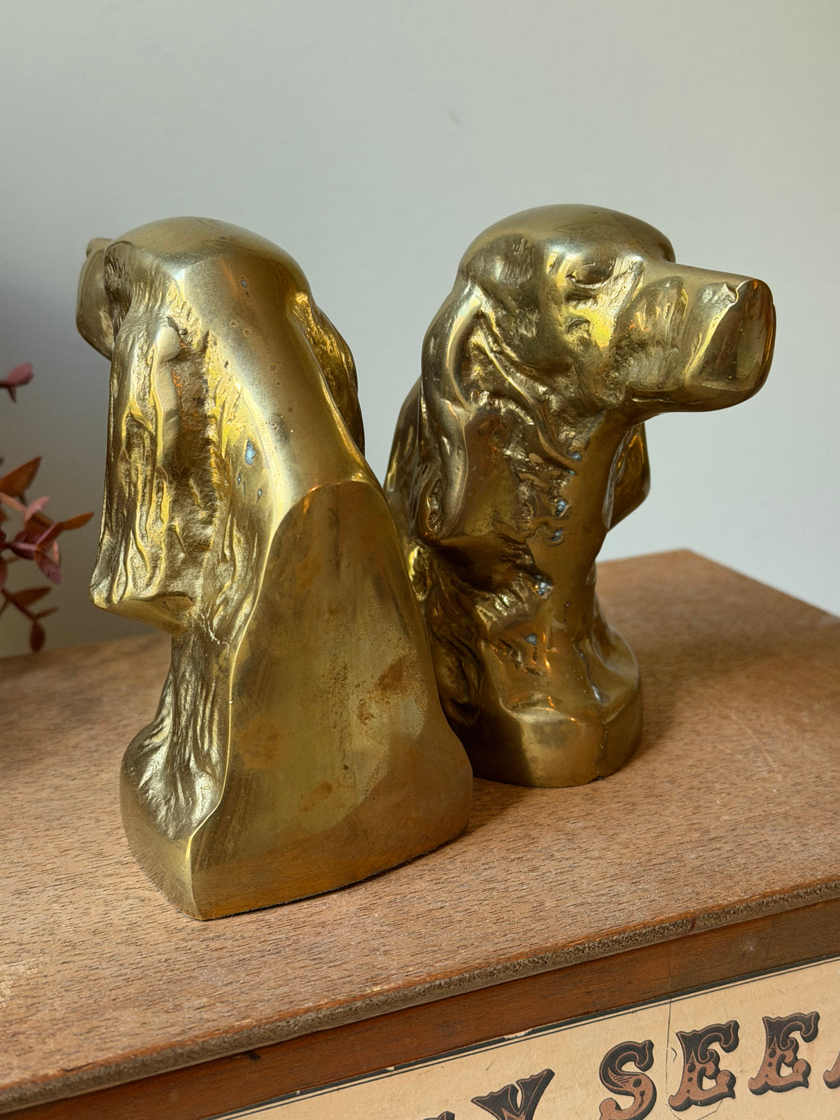 Set of 2 Brass Hunting Dog Brass Book Ends