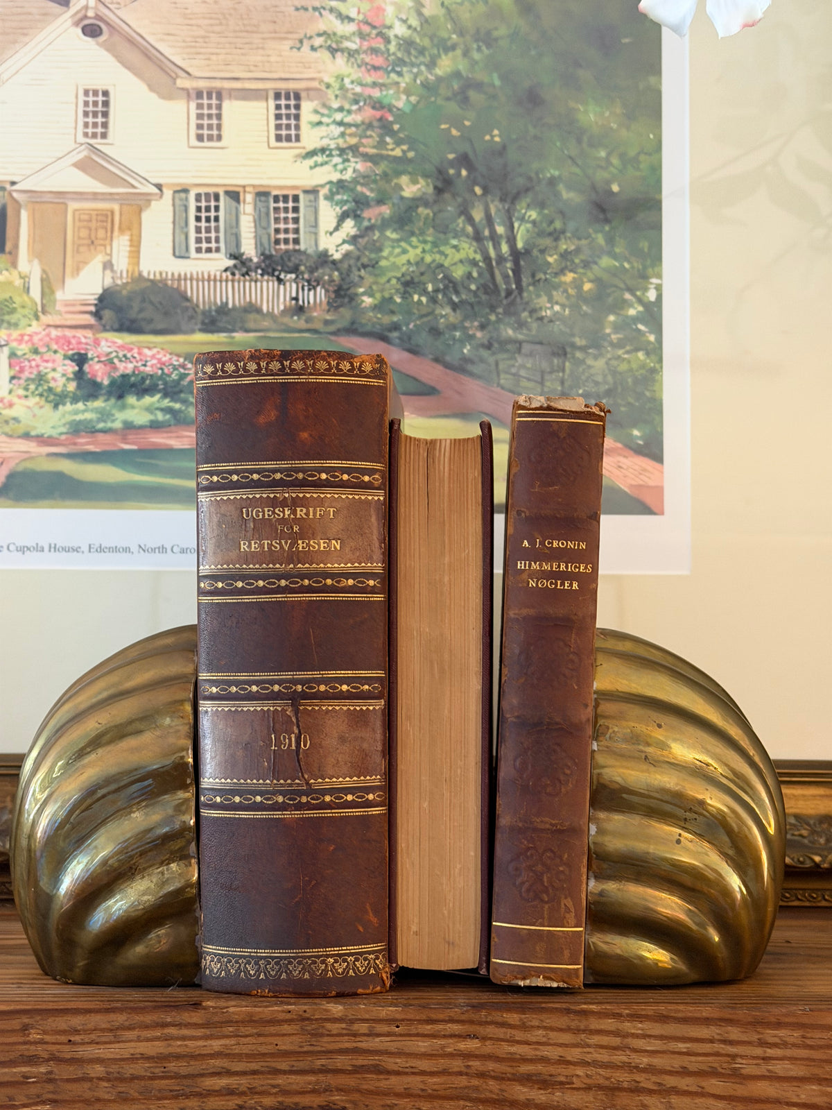 Set of MCM Brass Seashell Bookends