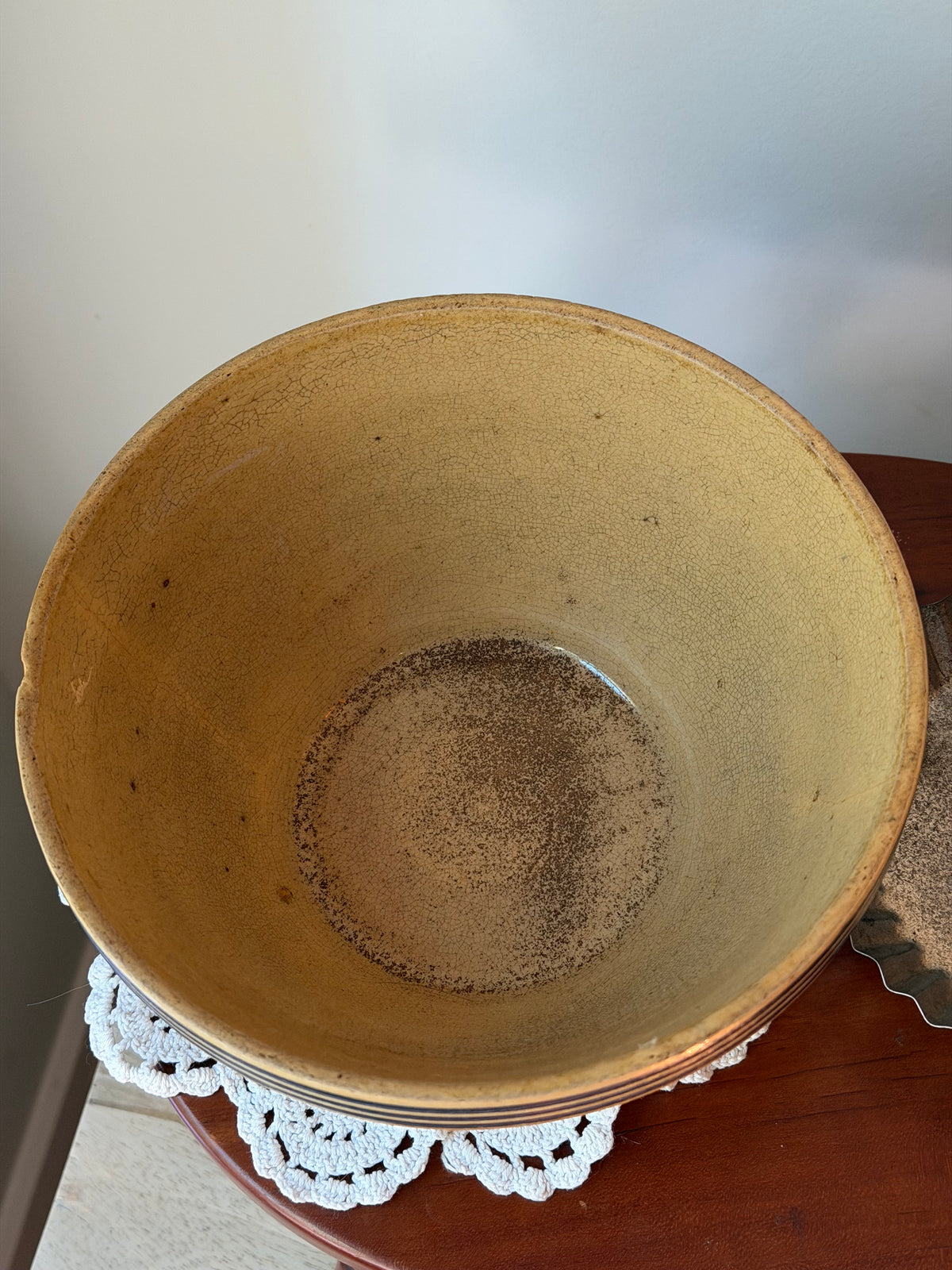 Blue Striped Yellow Ware Bowl