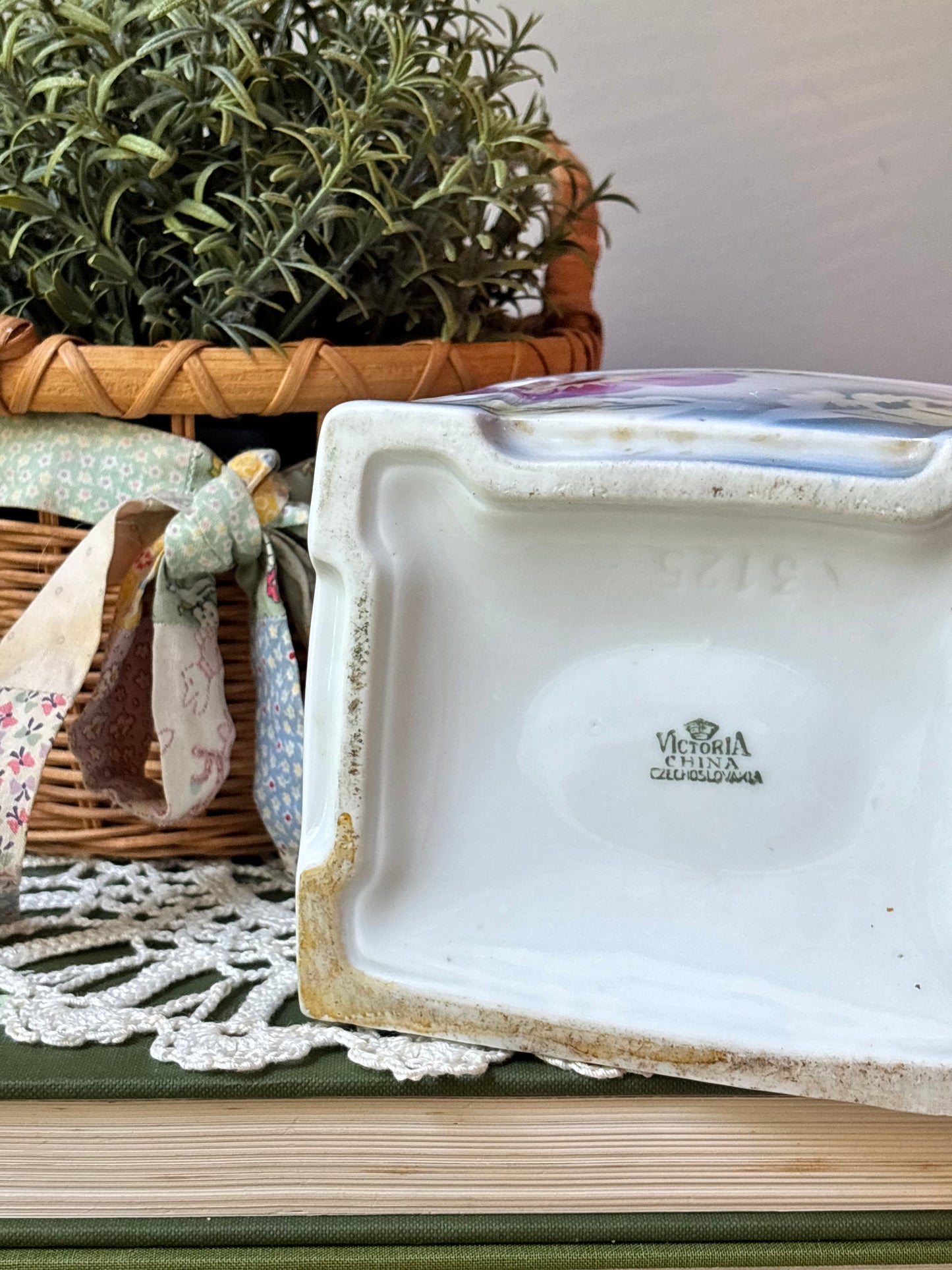 Antique French Floral Salt Box
