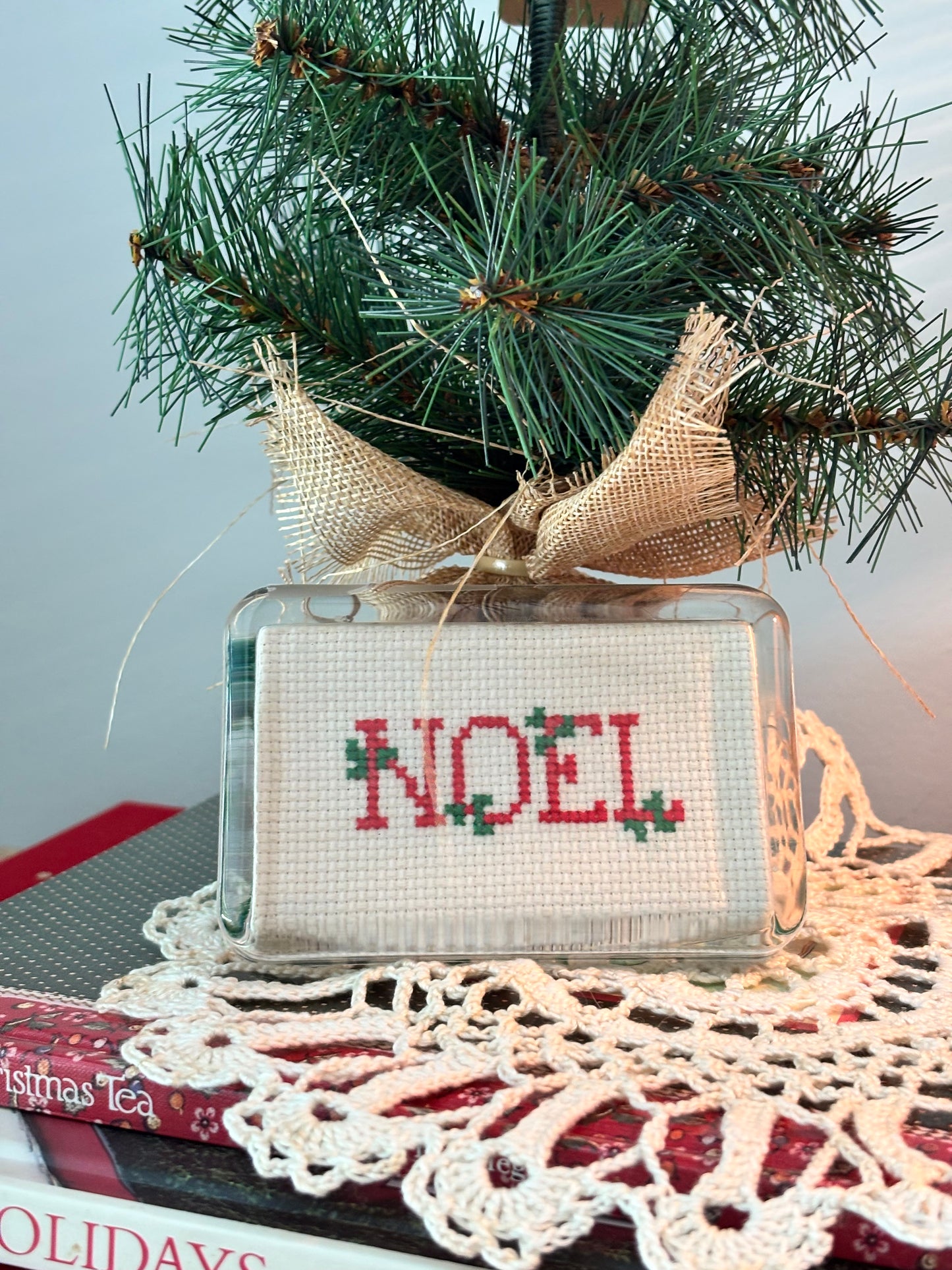 Noel Cross Stitch Paper Weight