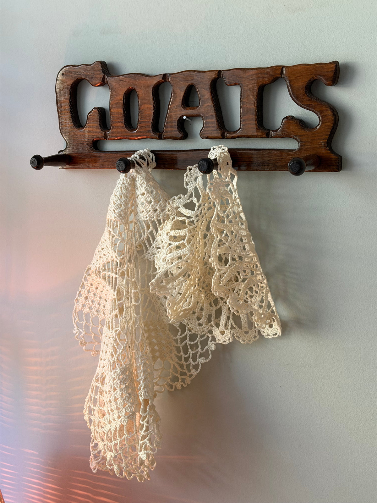 Vintage Wooden 'Coat' Peg Rack