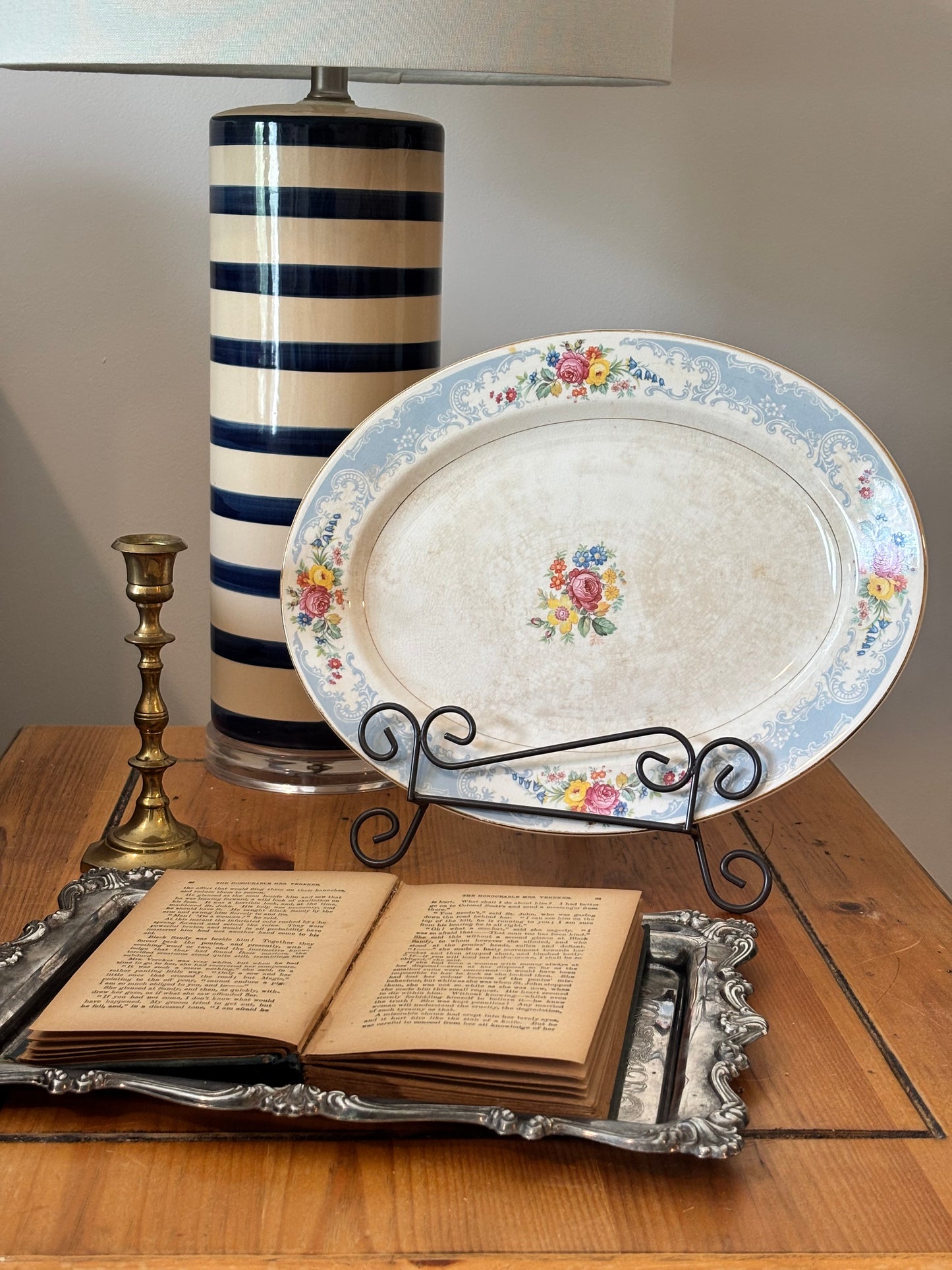 Vintage Homer Laughlin Royal Splendor Stained Floral Platter