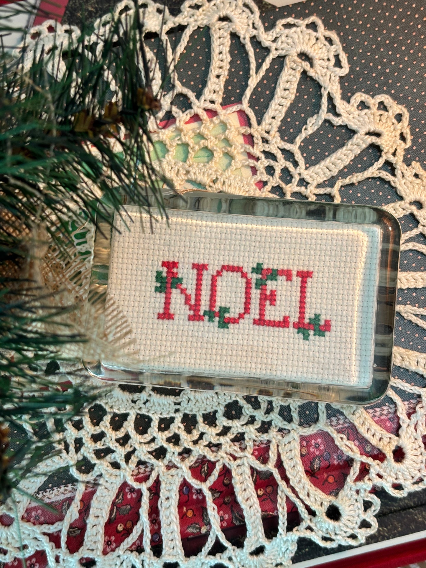 Noel Cross Stitch Paper Weight
