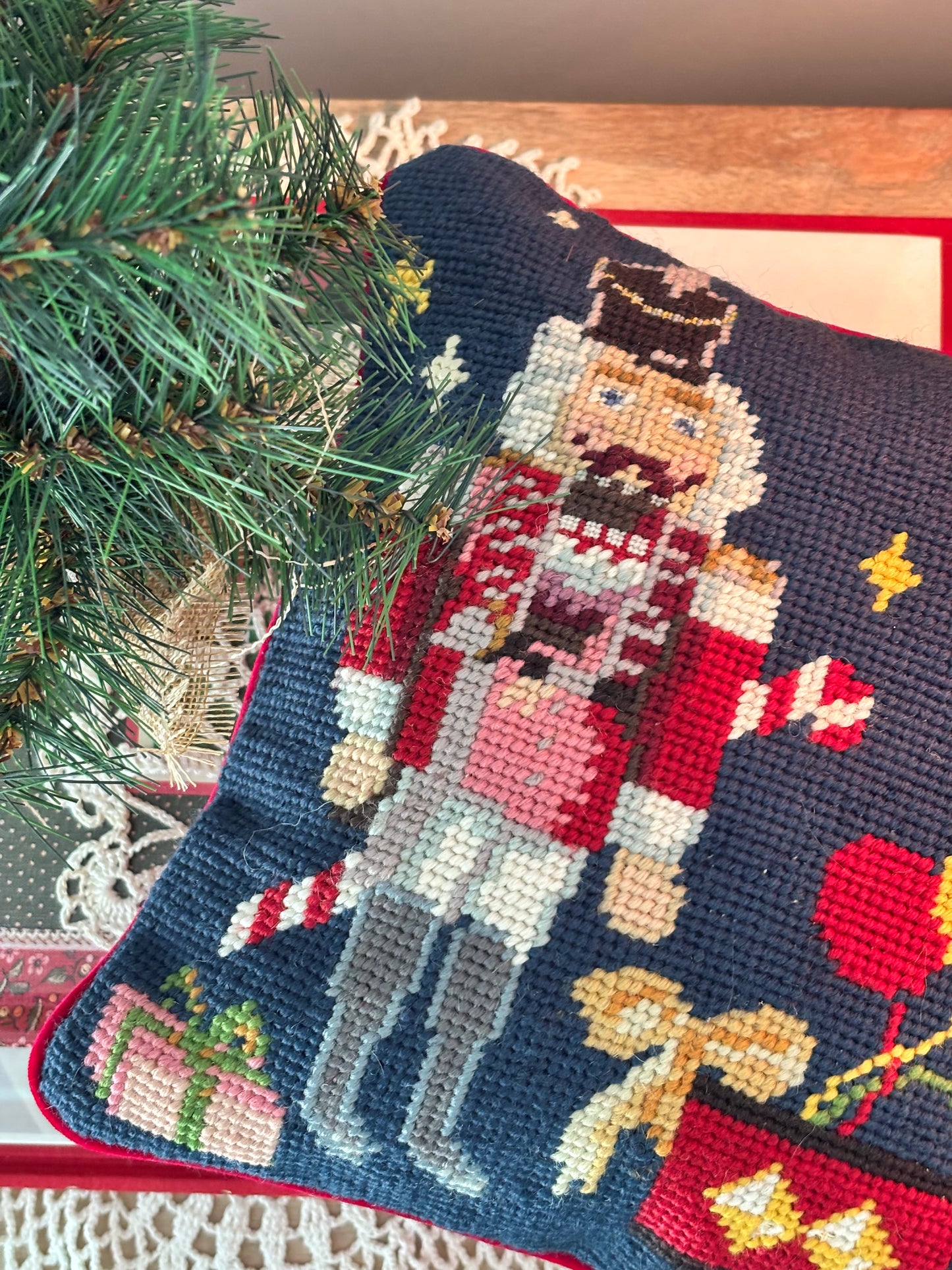 Nutcracker Needlepoint Pillow