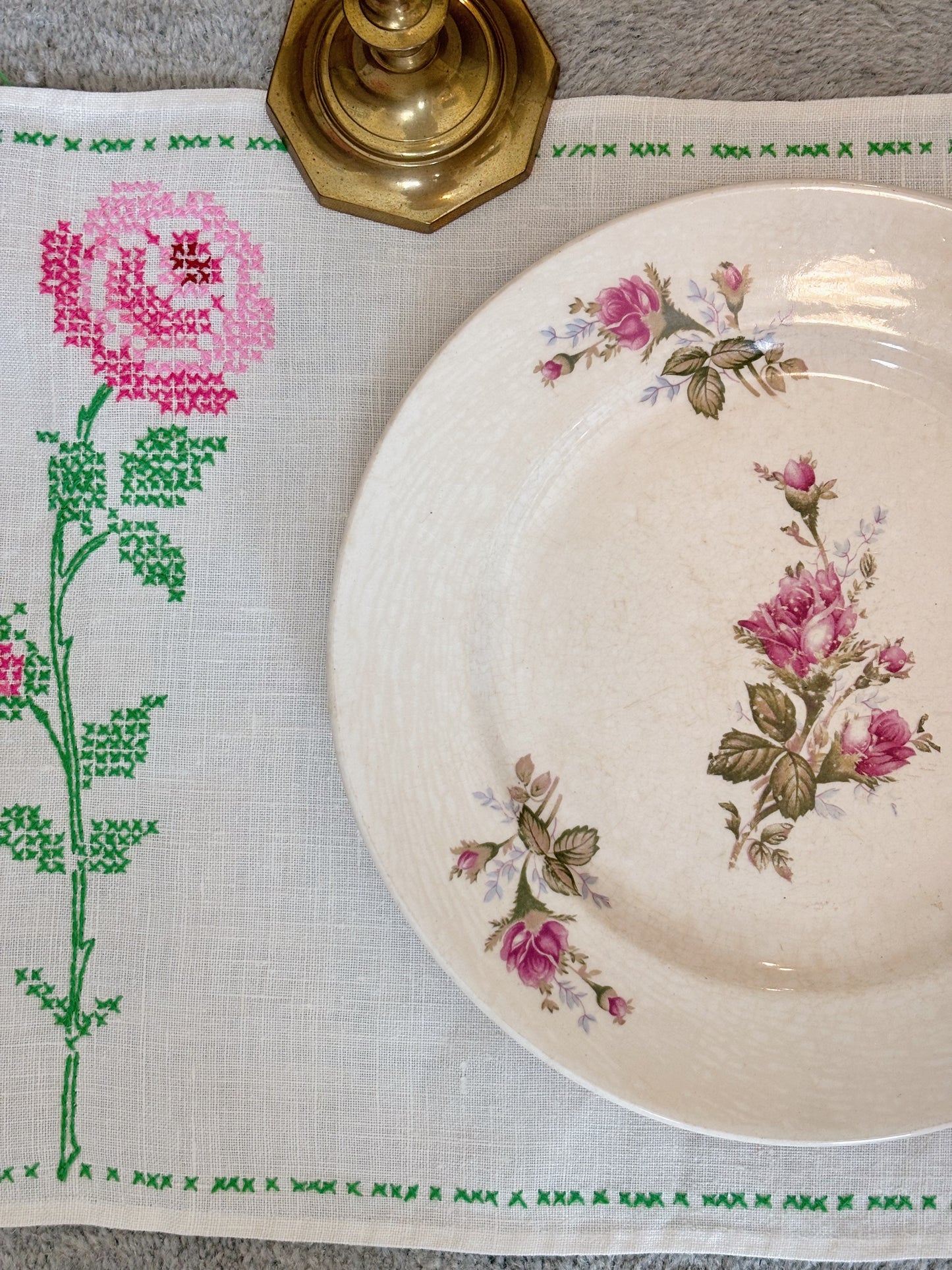 Vintage Floral Ironstone Plate