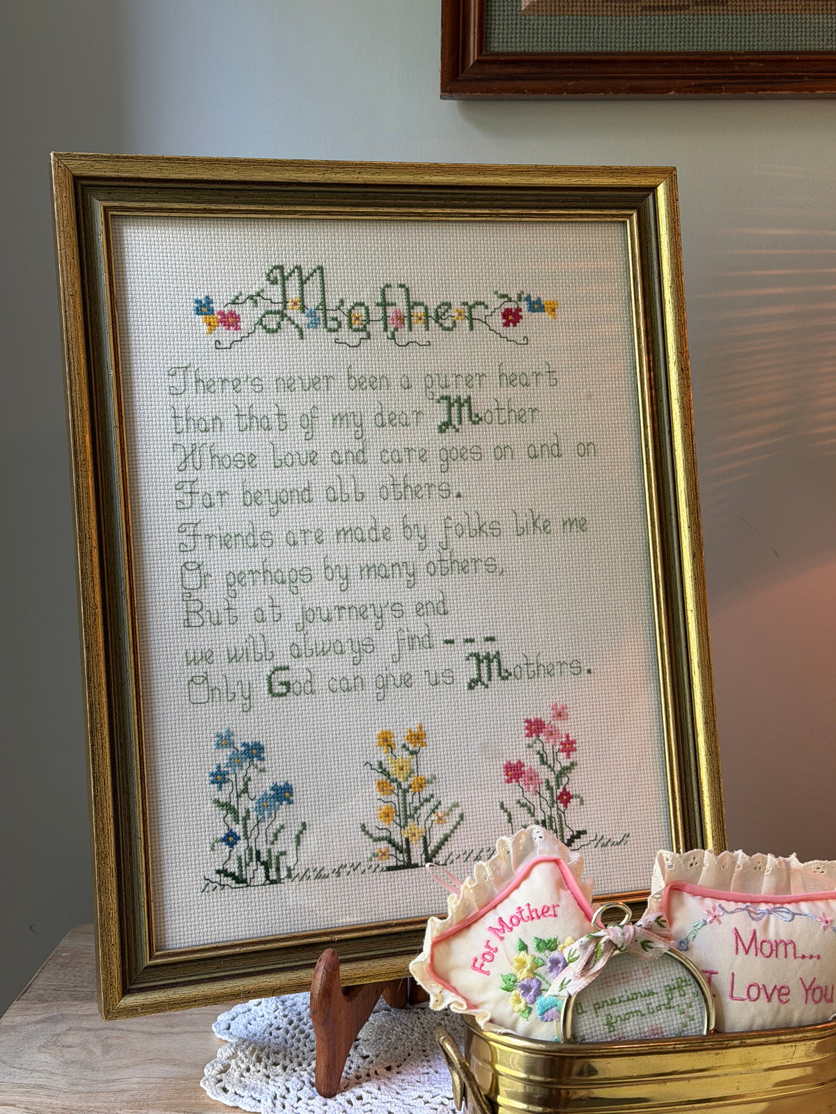 Vintage Mother Framed Cross Stitch