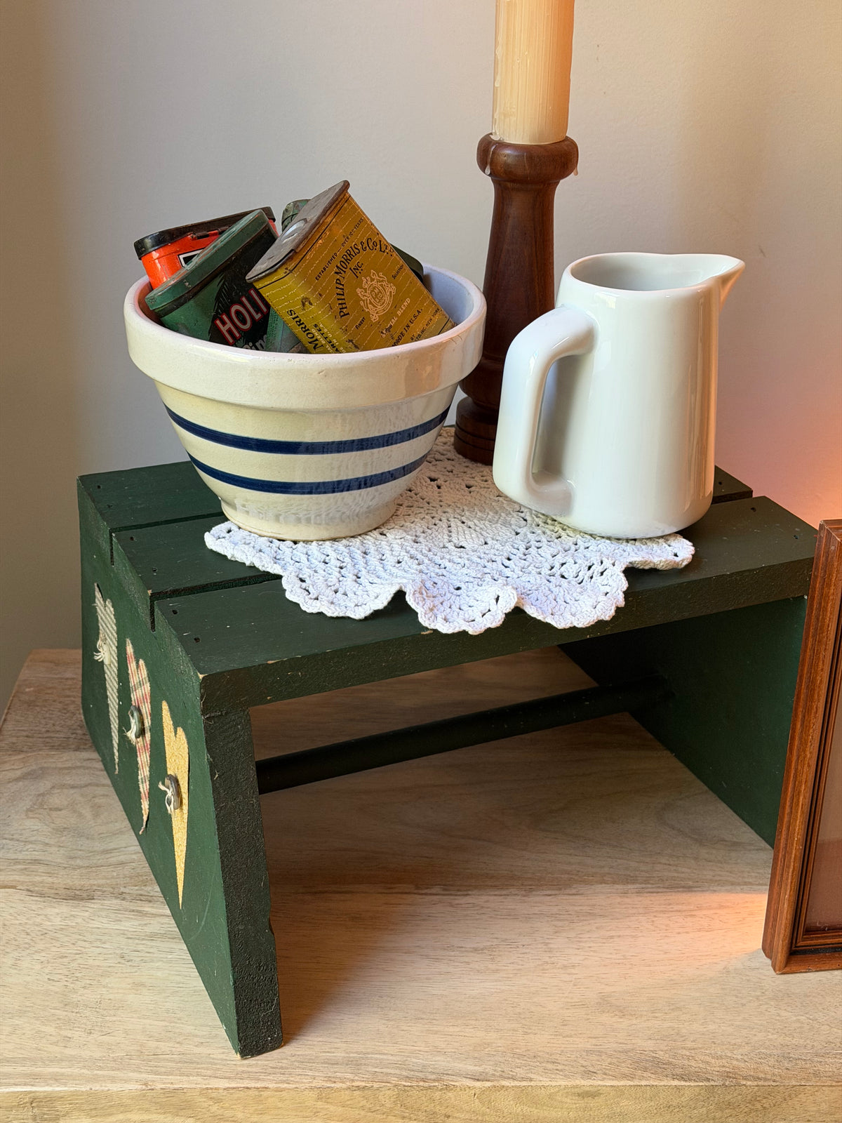 Green Primitive Style Riser Stool