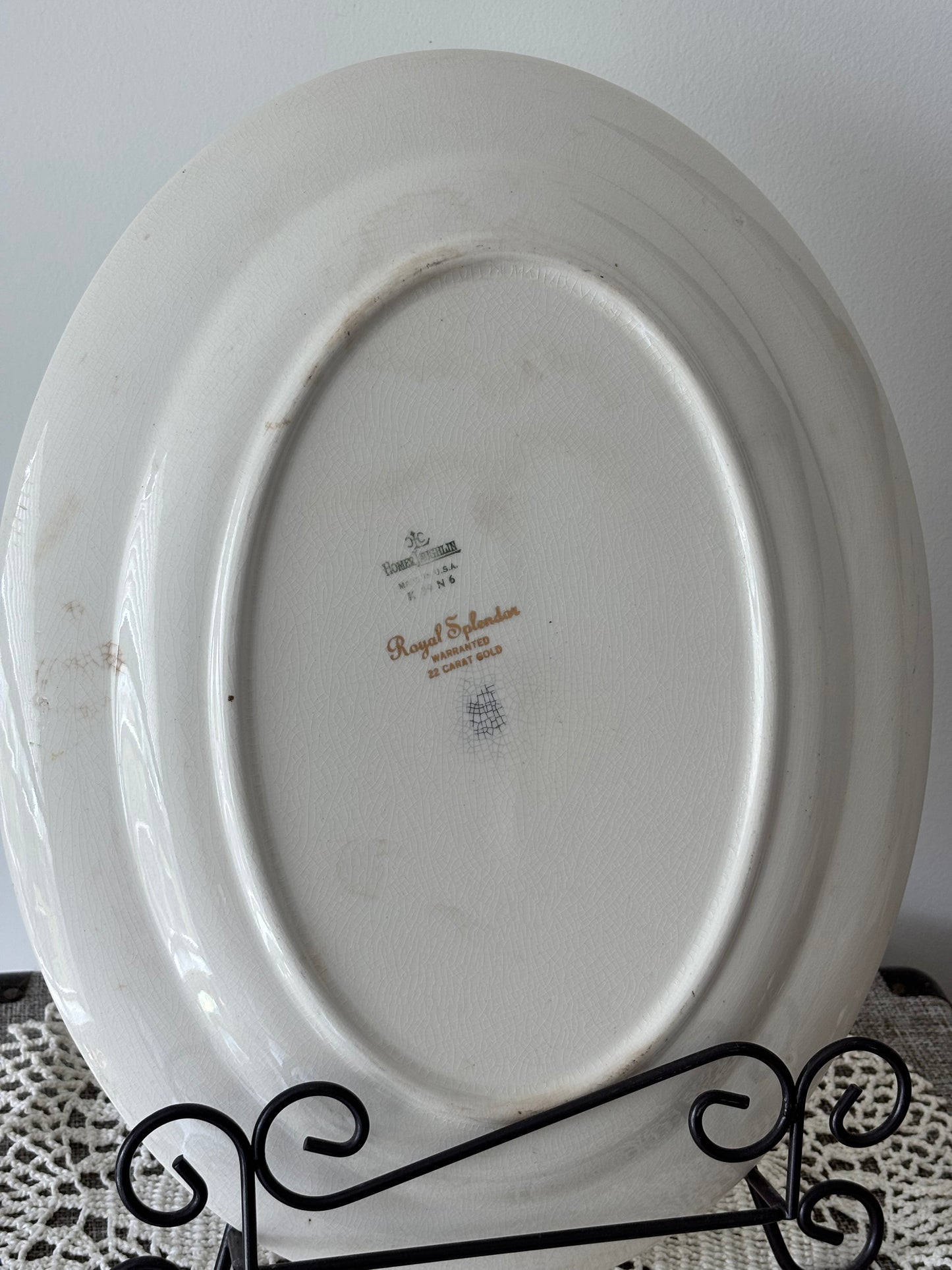 Vintage Homer Laughlin Royal Splendor Stained Floral Platter