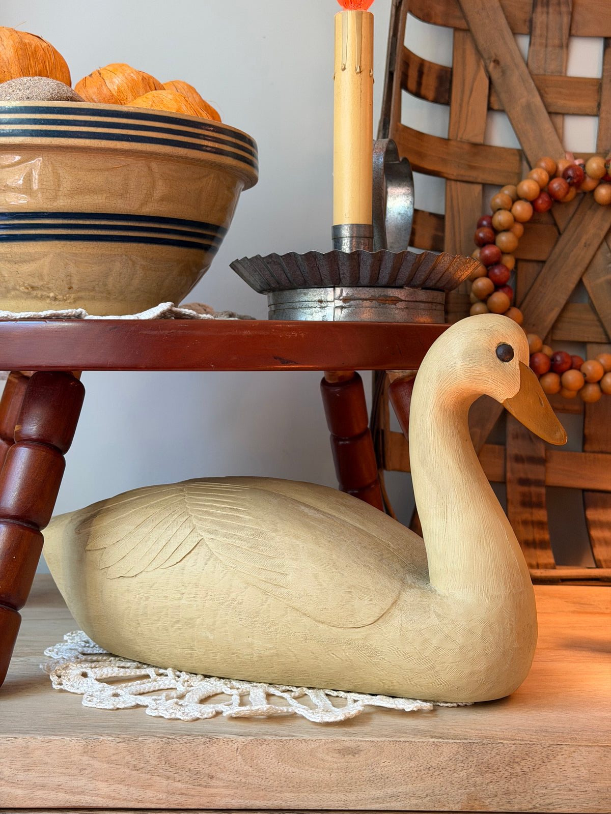 Vintage Wooden Swan Decoy