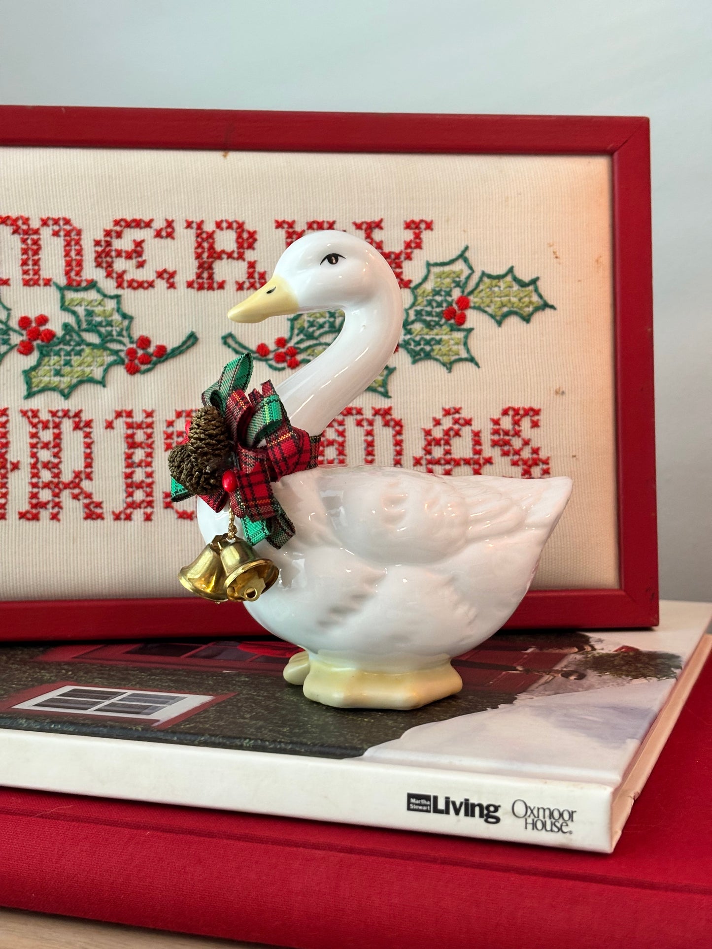 Ceramic Christmas Goose with Bow
