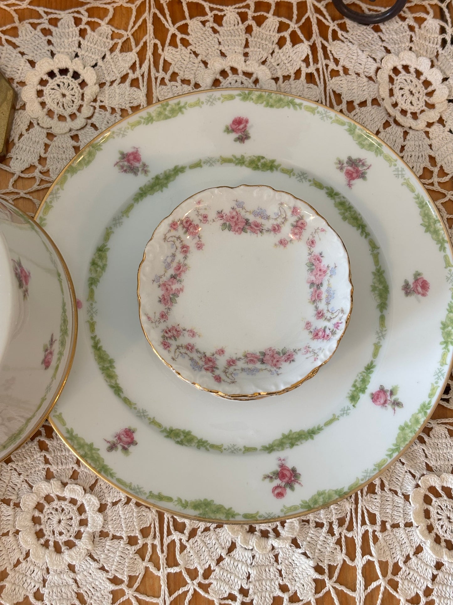 Vintage Pink Floral China Butter Pats