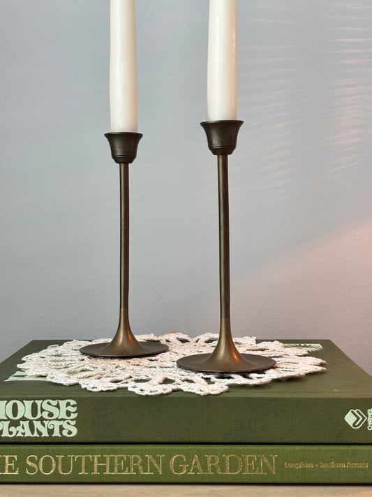 Set of 2 Vintage Brass Candlesticks