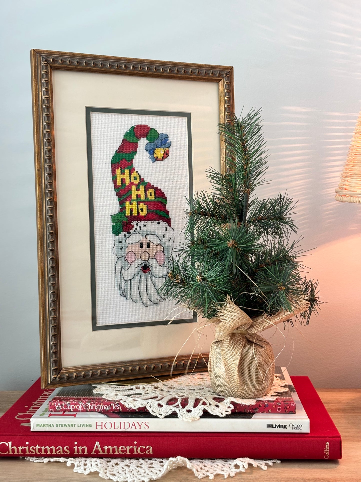 HO HO HO Framed Santa Head Cross Stitch