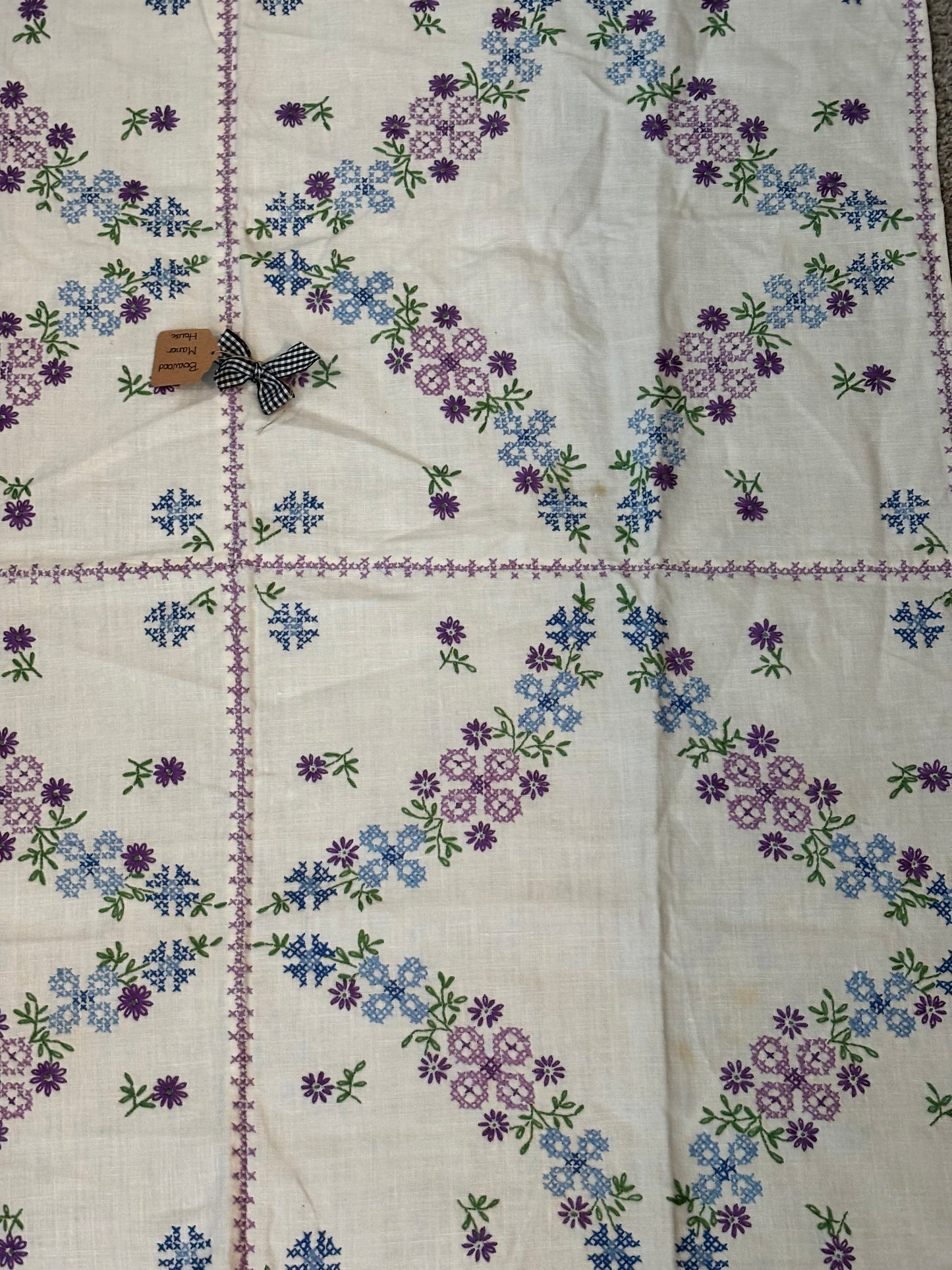 Purple Cross Stitch Table Cloth