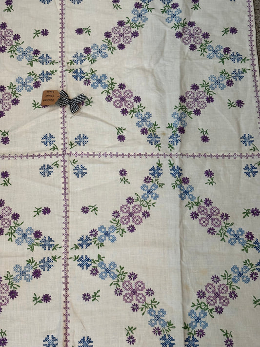 Purple Cross Stitch Table Cloth
