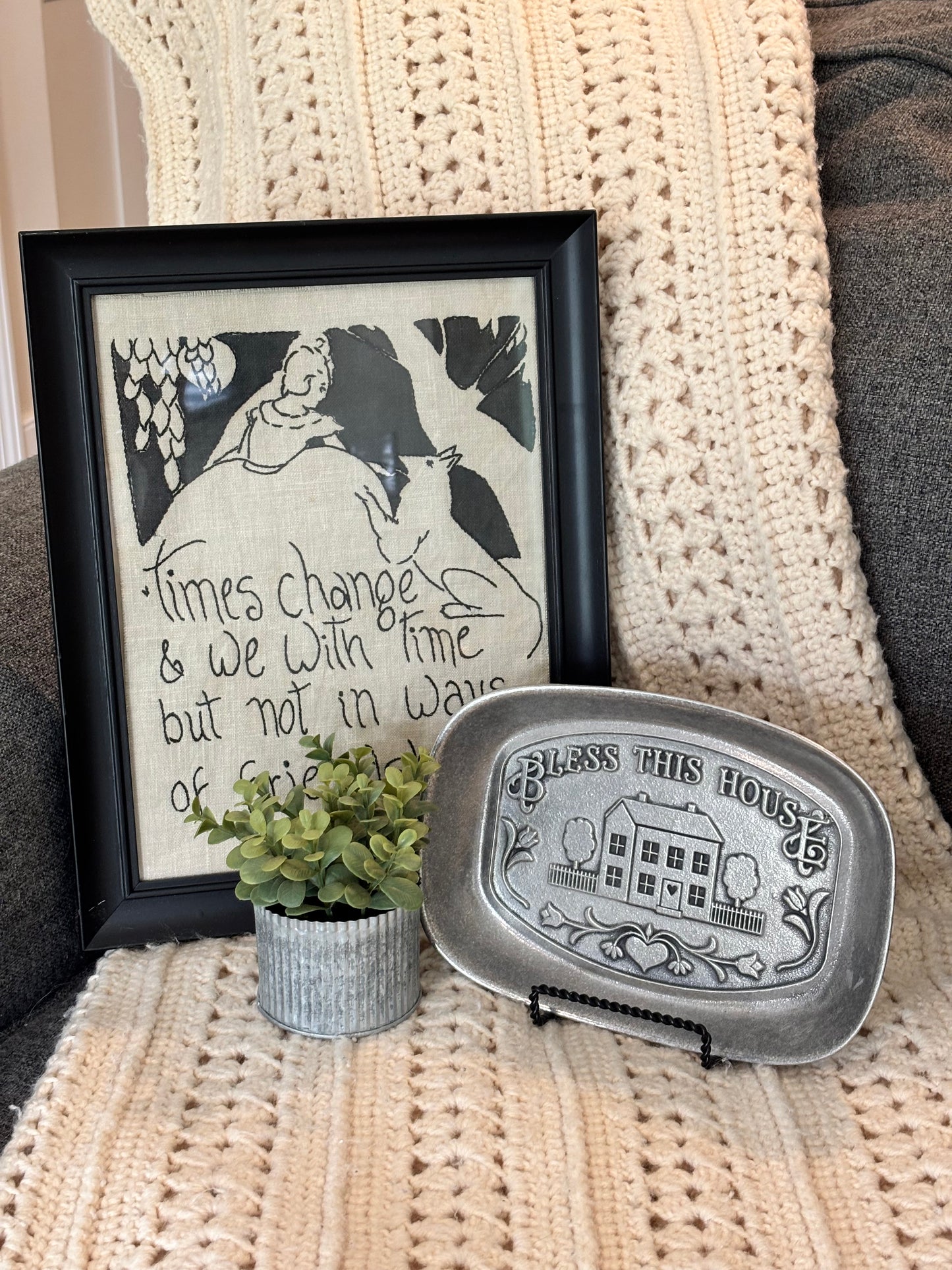 Vintage Friendship Framed Embroidery