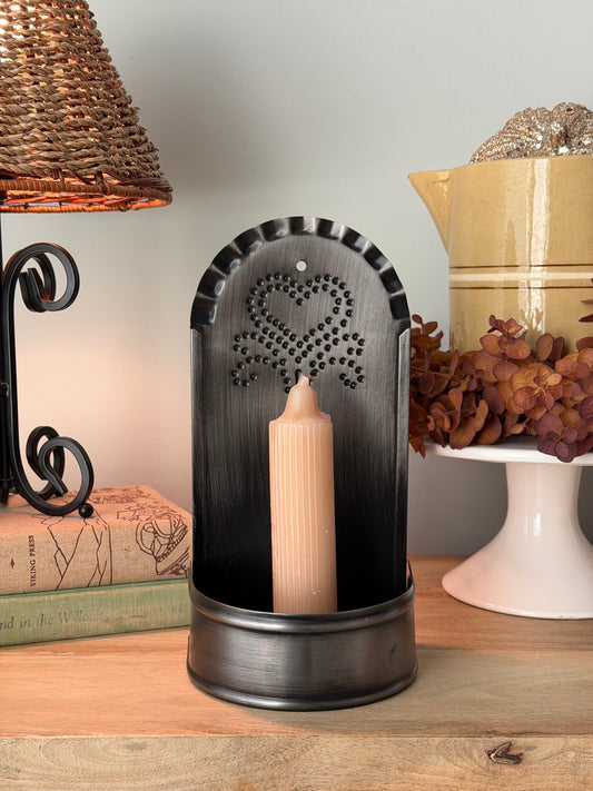 Punched Tin Heart Candle Holder