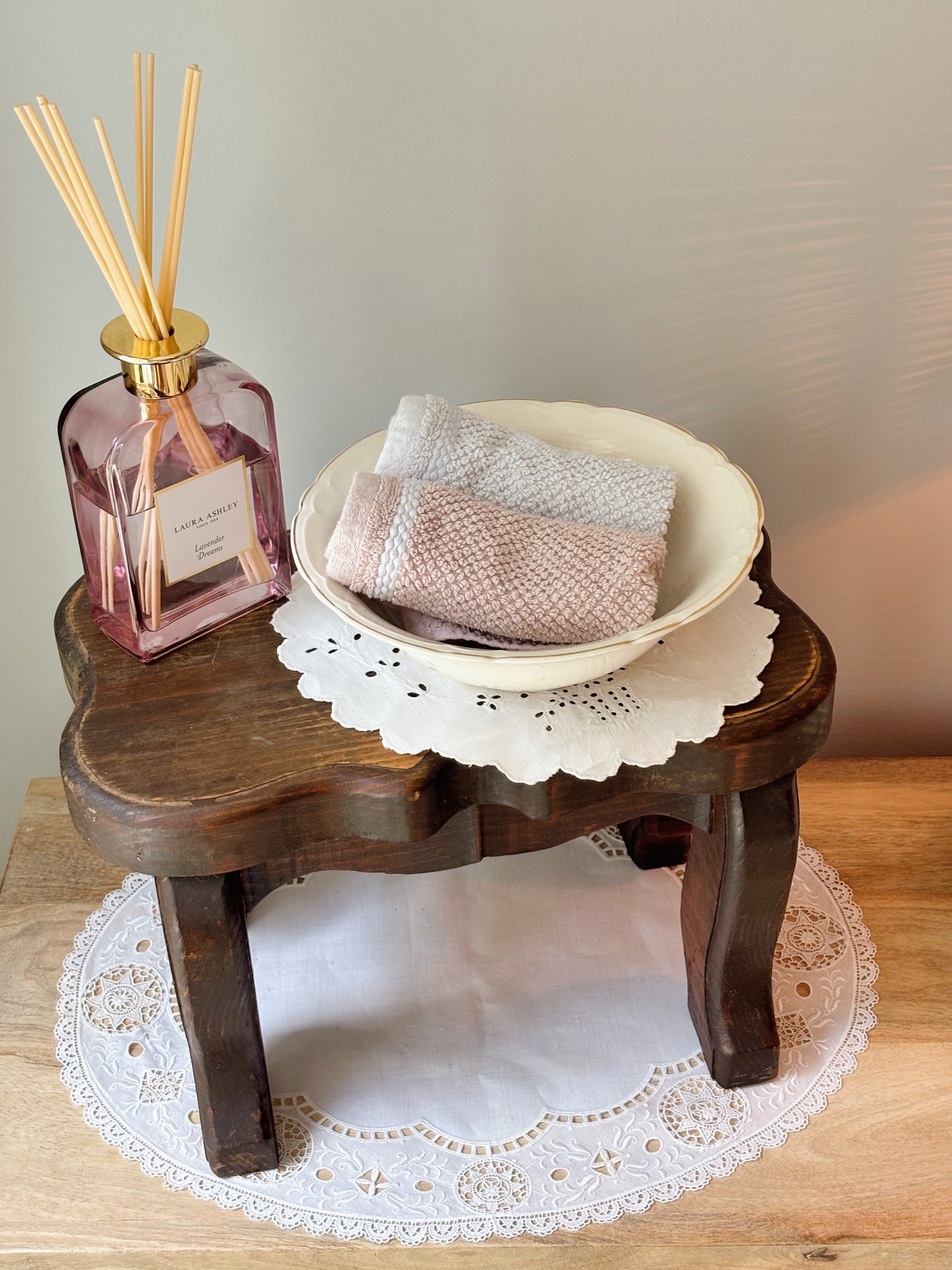 Floral Serving Bowl with Gold Trim