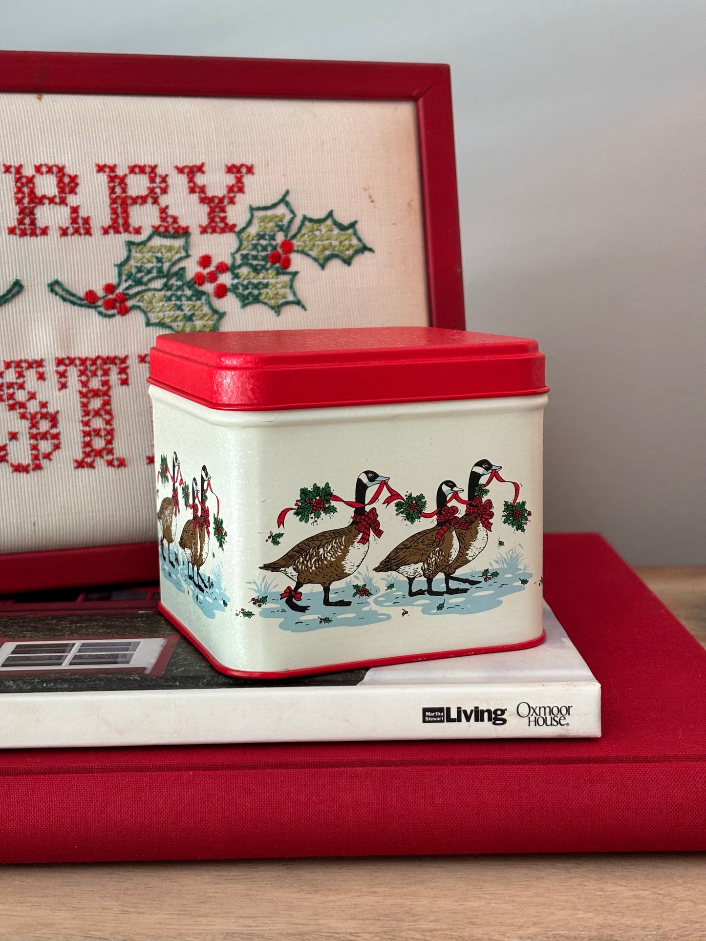 Vintage Christmas Goose Tin with Paper Coasters