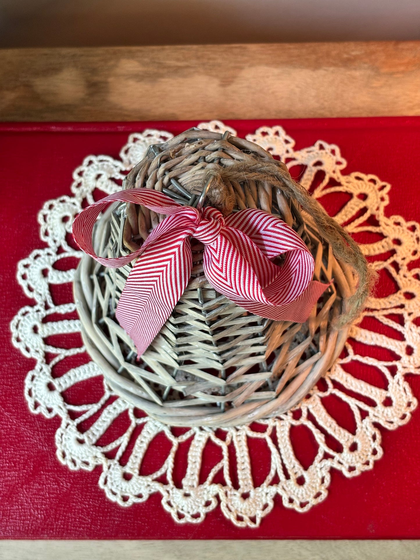 Wicker Hanging Bell with Ribbon