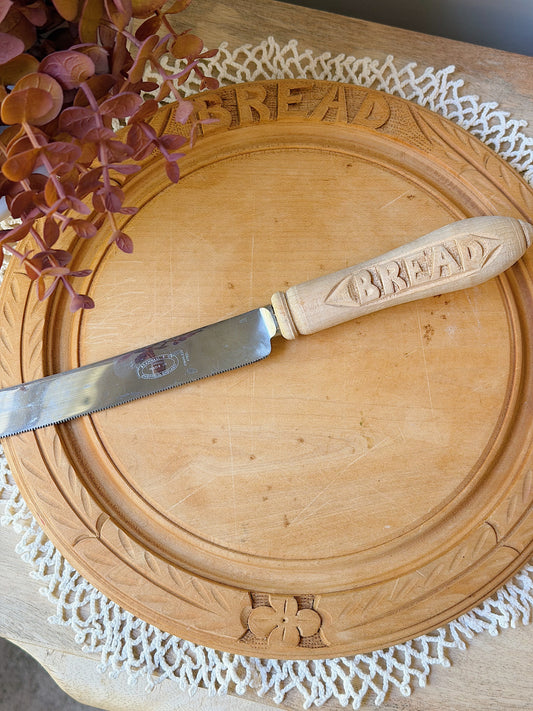 Antique Bramhall & Co English Bread Board & Knife