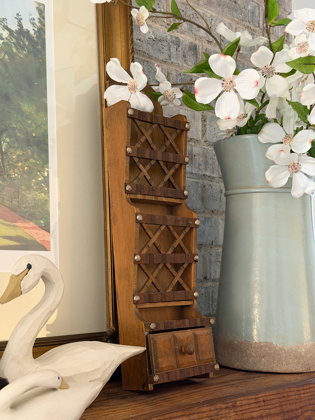 Wooden Mail Organizer with Drawer