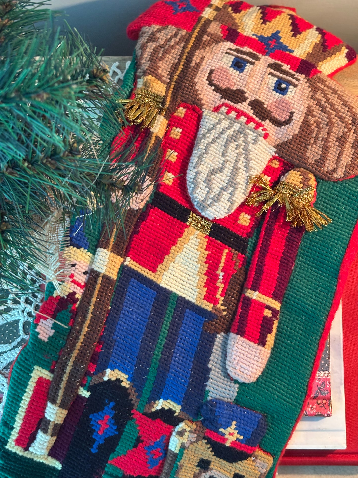 Textured Nutcracker Needlepoint Stocking