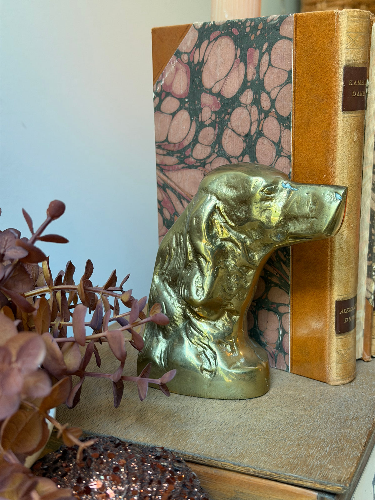 Set of 2 Brass Hunting Dog Brass Book Ends