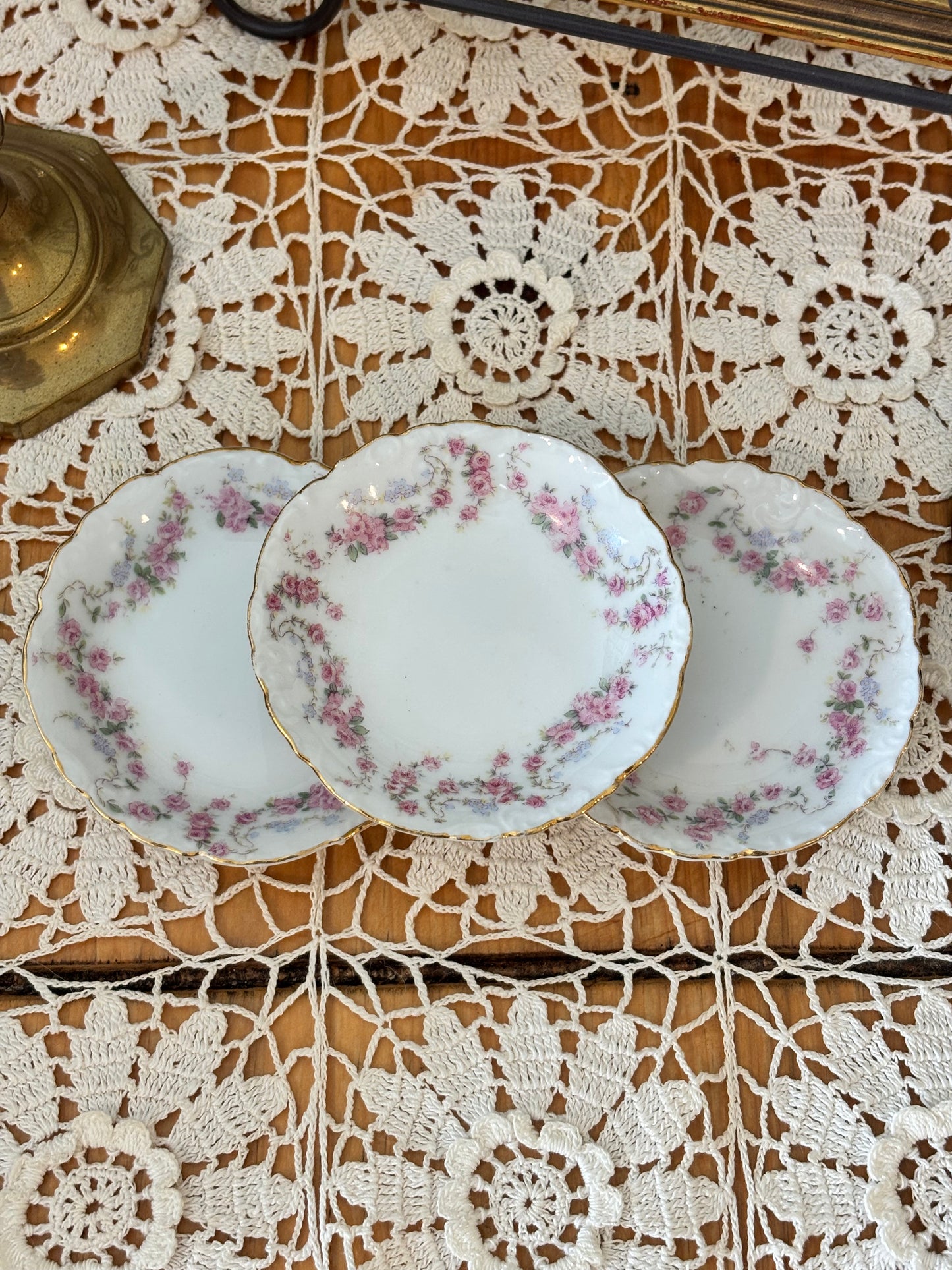 Vintage Pink Floral China Butter Pats