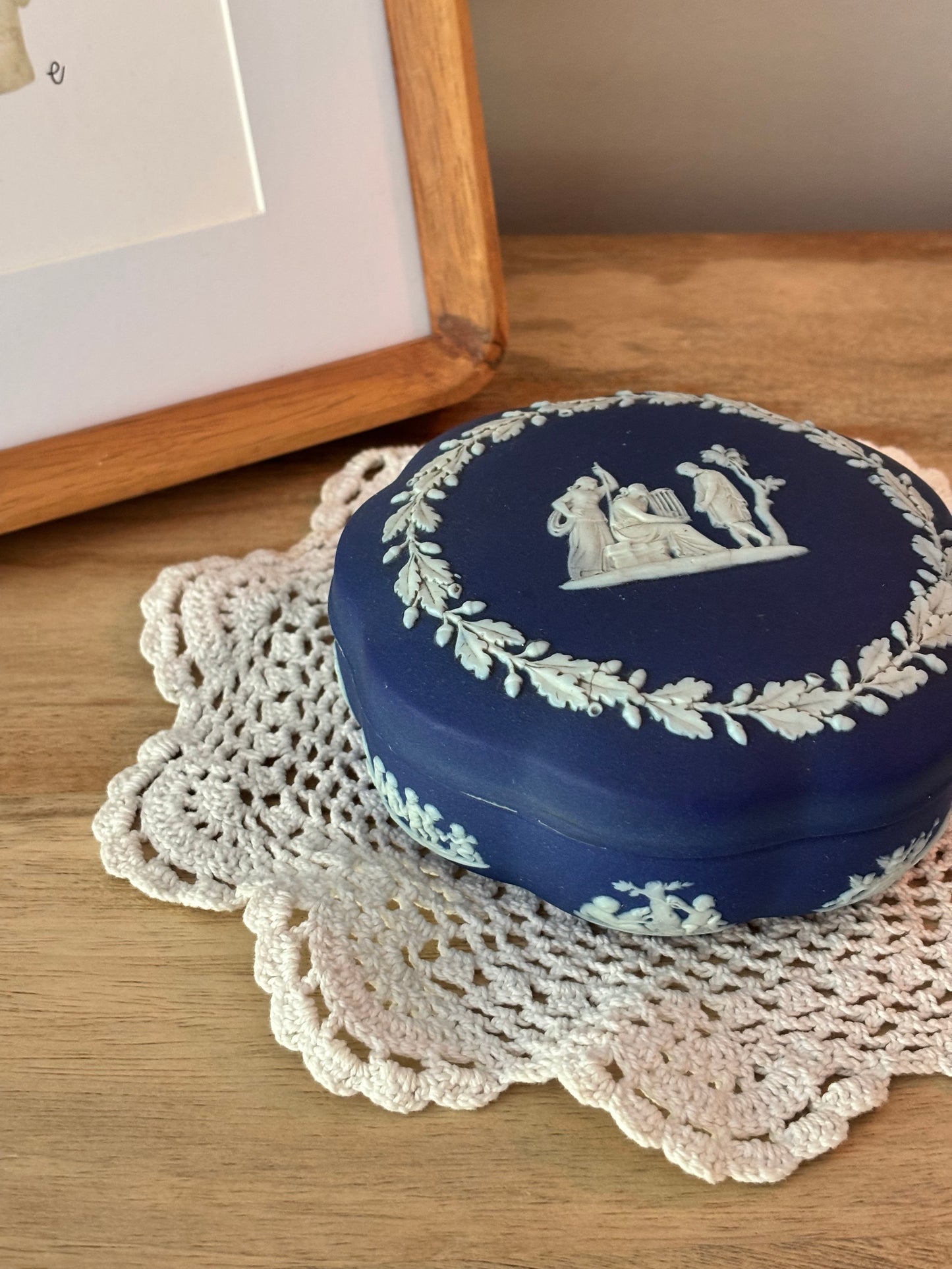 Wedgewood Jasperware Cobalt Blue Scallop Edge Trinket Dish