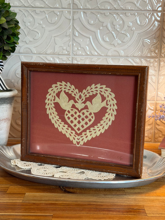 Heart and Dove Framed Paper Cutout
