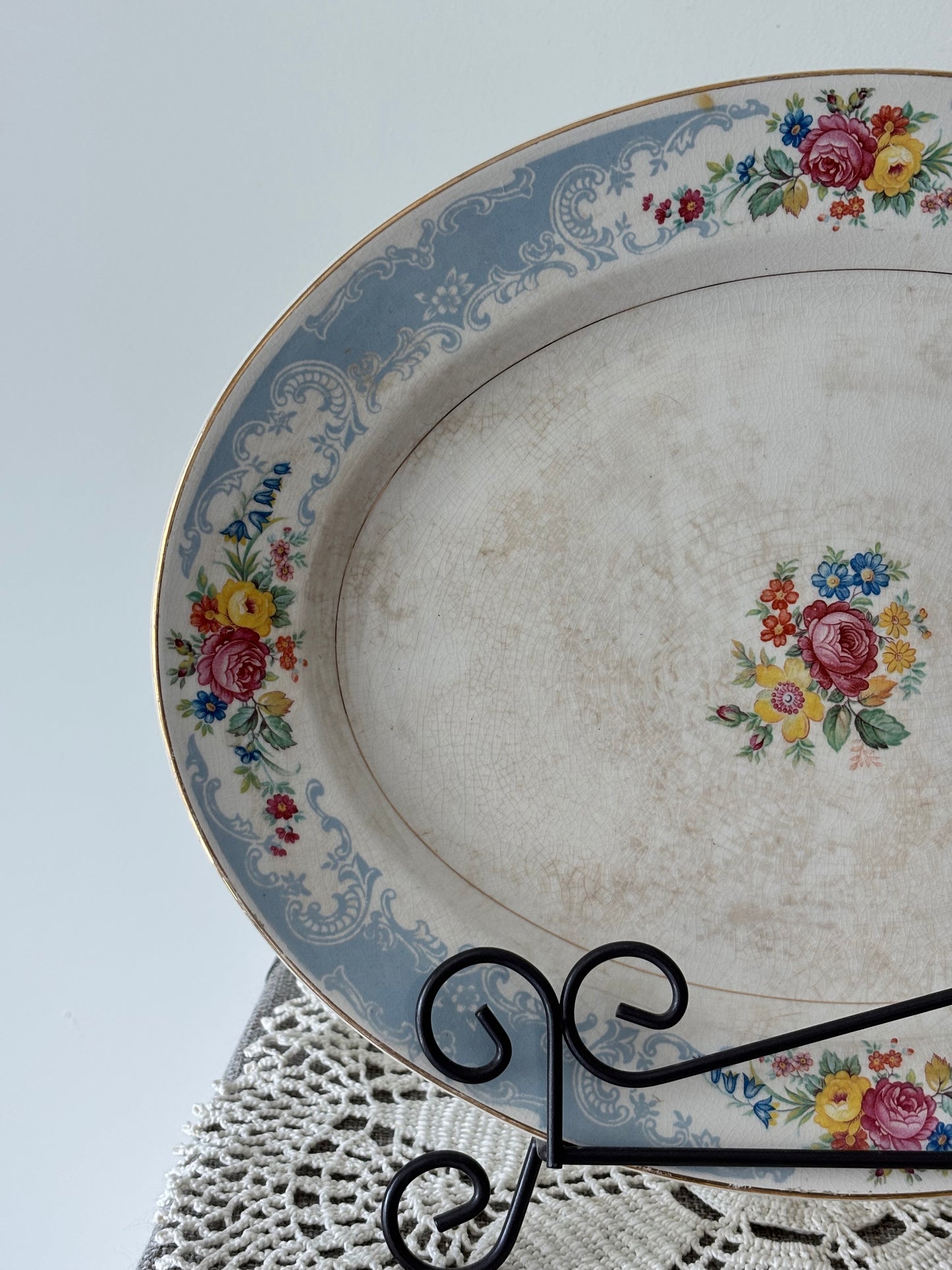 Vintage Homer Laughlin Royal Splendor Stained Floral Platter