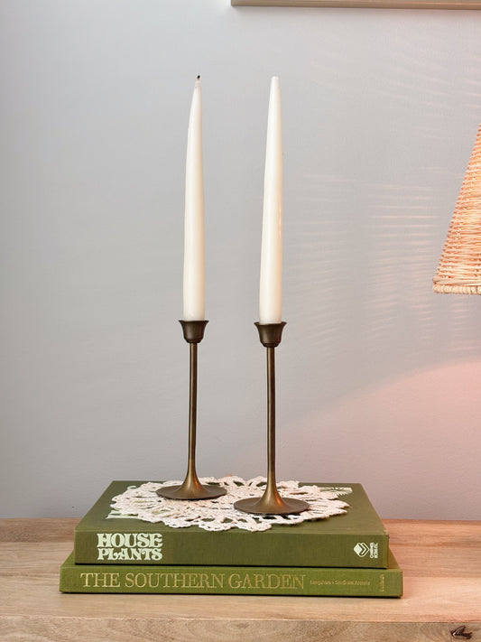 Set of 2 Vintage Brass Candlesticks