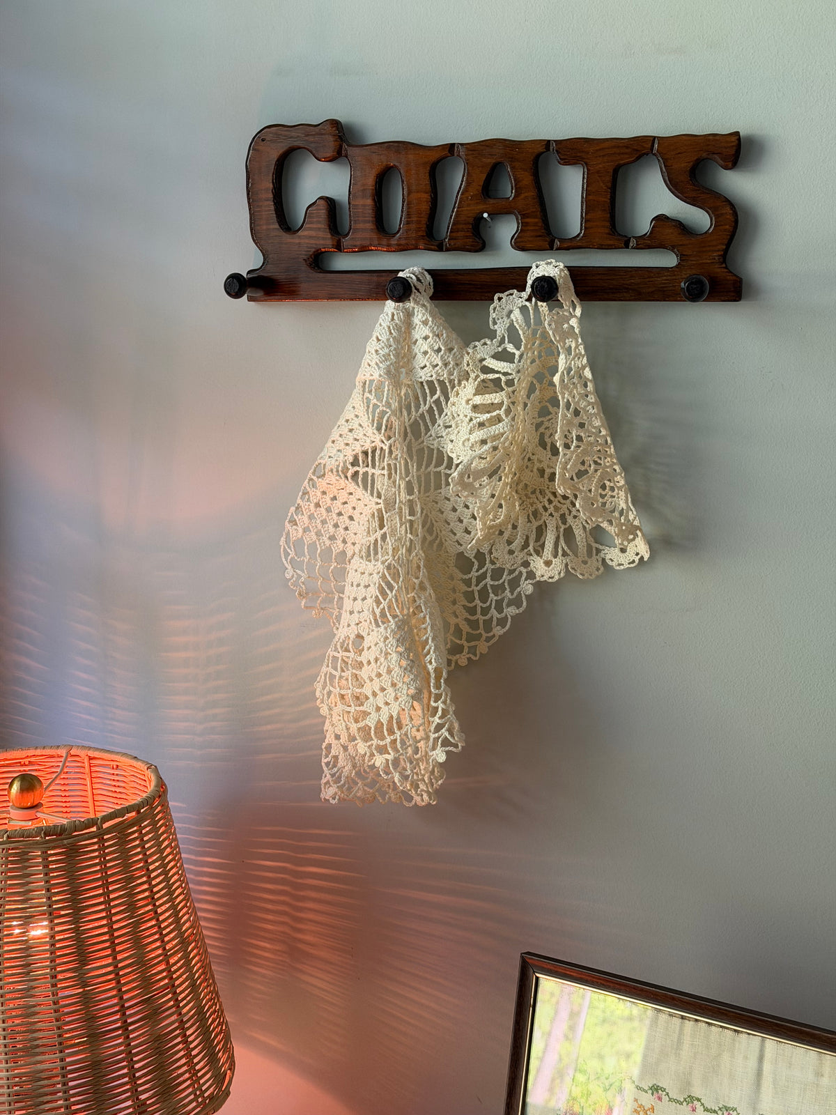 Vintage Wooden 'Coat' Peg Rack