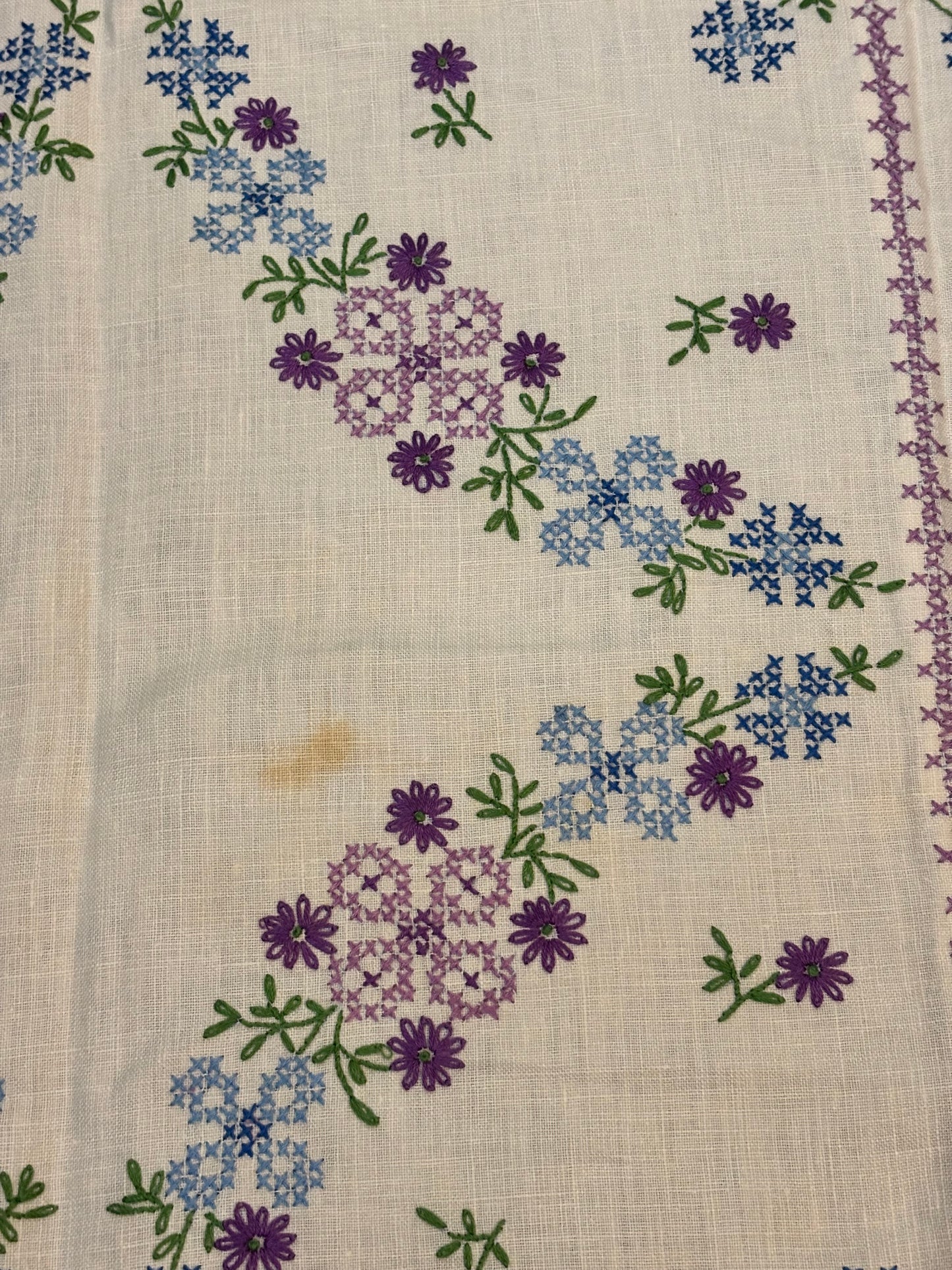 Purple Cross Stitch Table Cloth