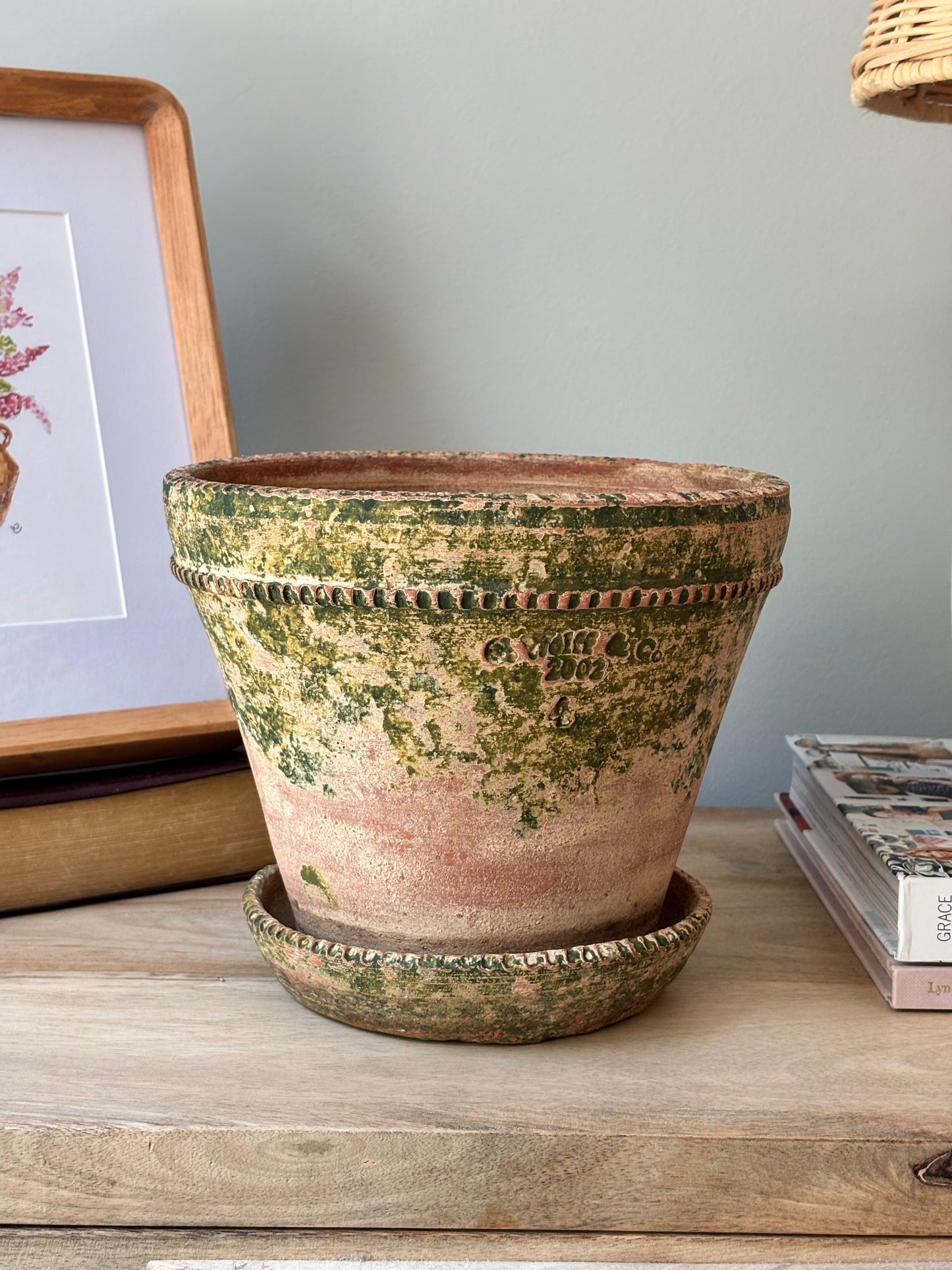 Vintage G Wolff & Co Red Terra Cotta Pot with Stain