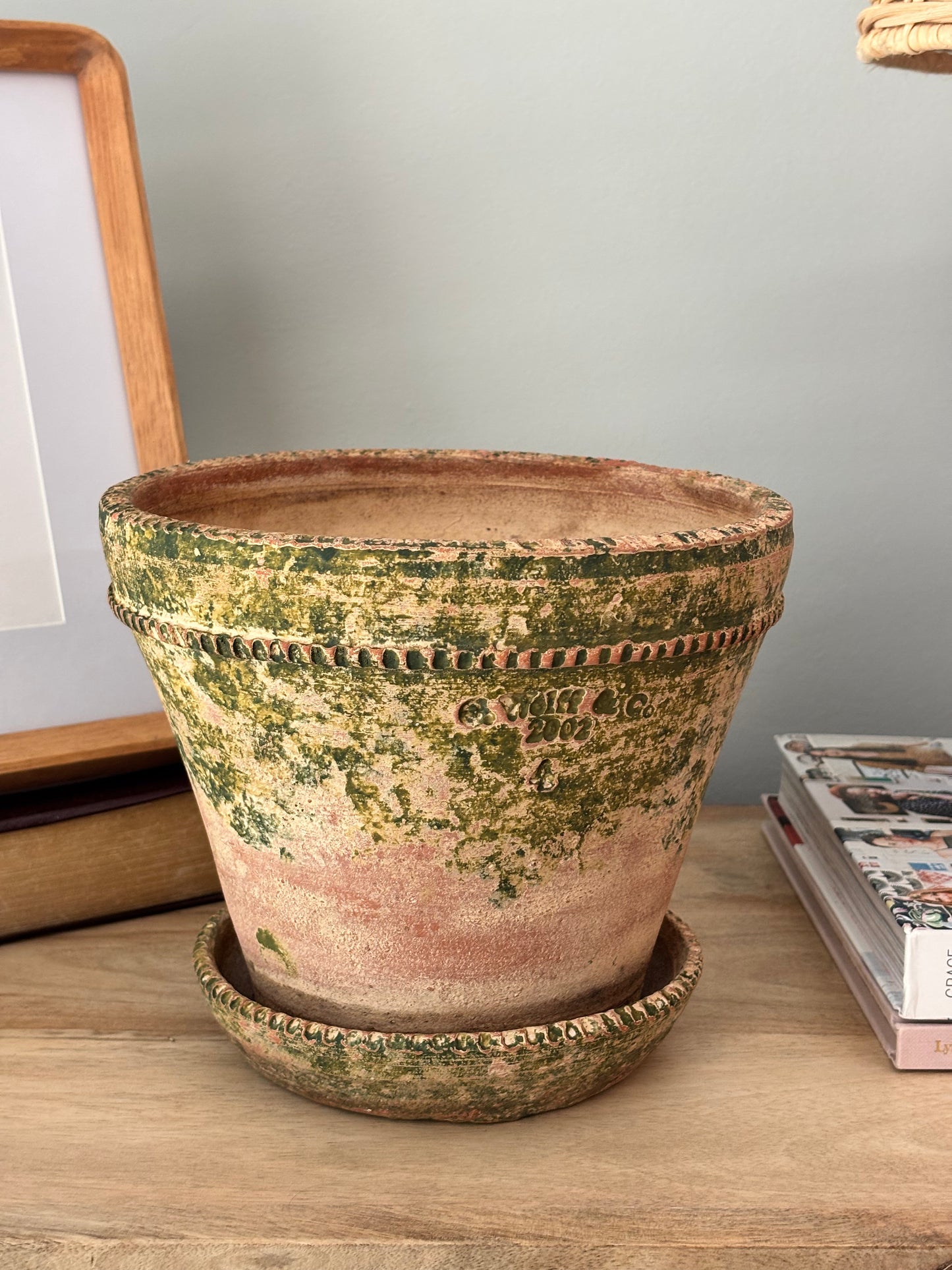 Vintage G Wolff & Co Red Terra Cotta Pot with Stain
